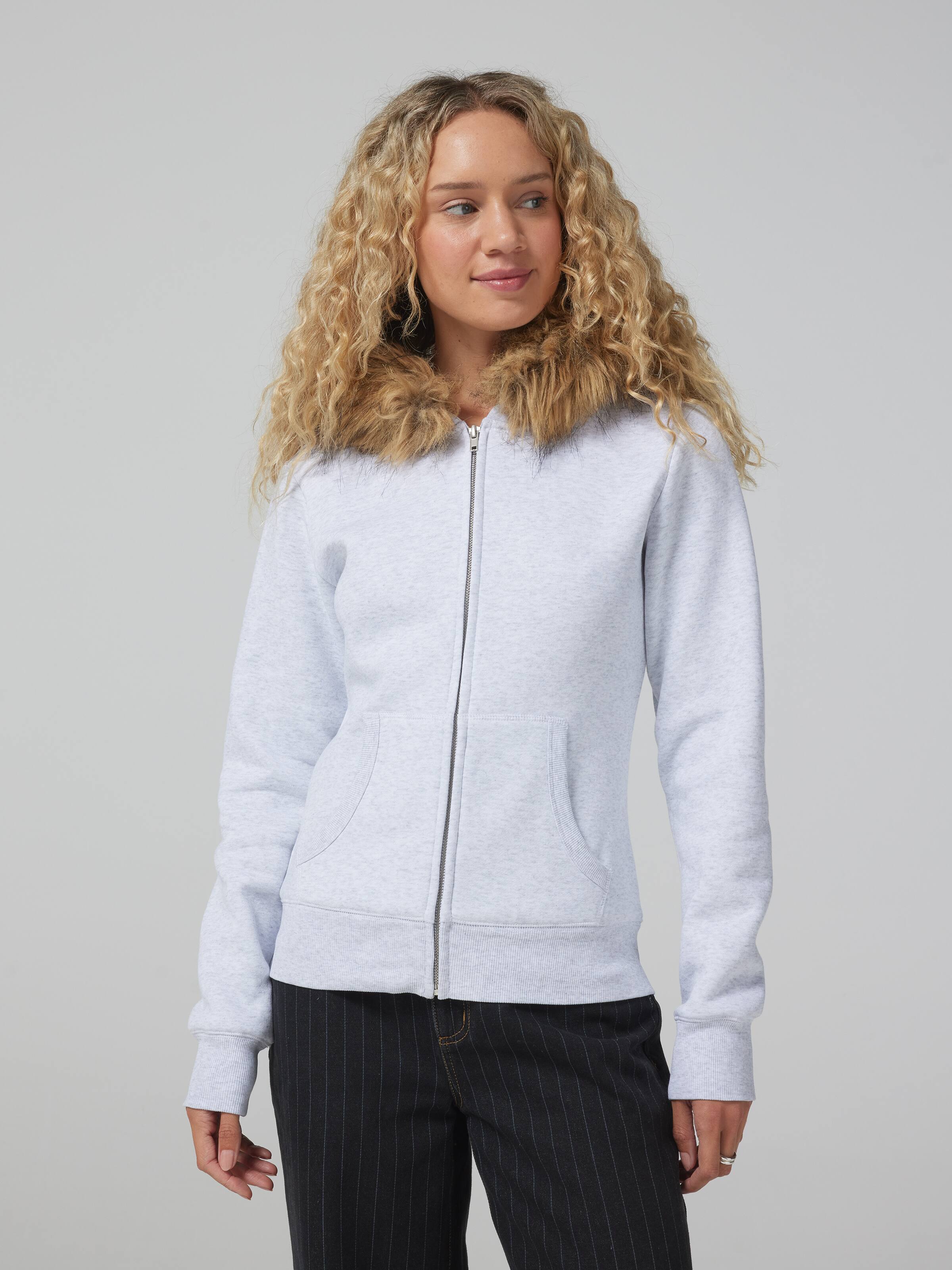 Faux Fur Zip Up Hoodie