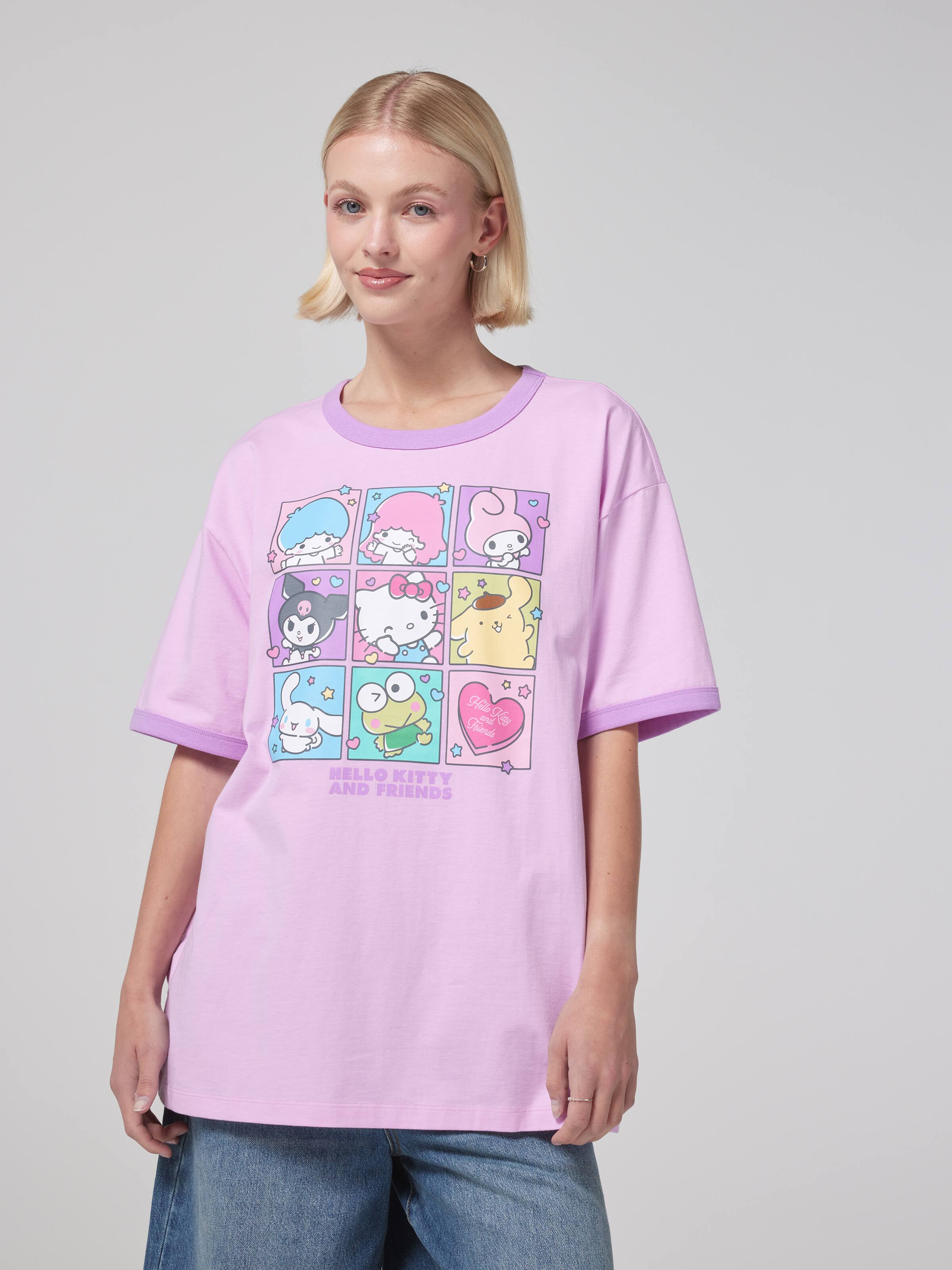 Sanrio Character Grid Oversized Tee