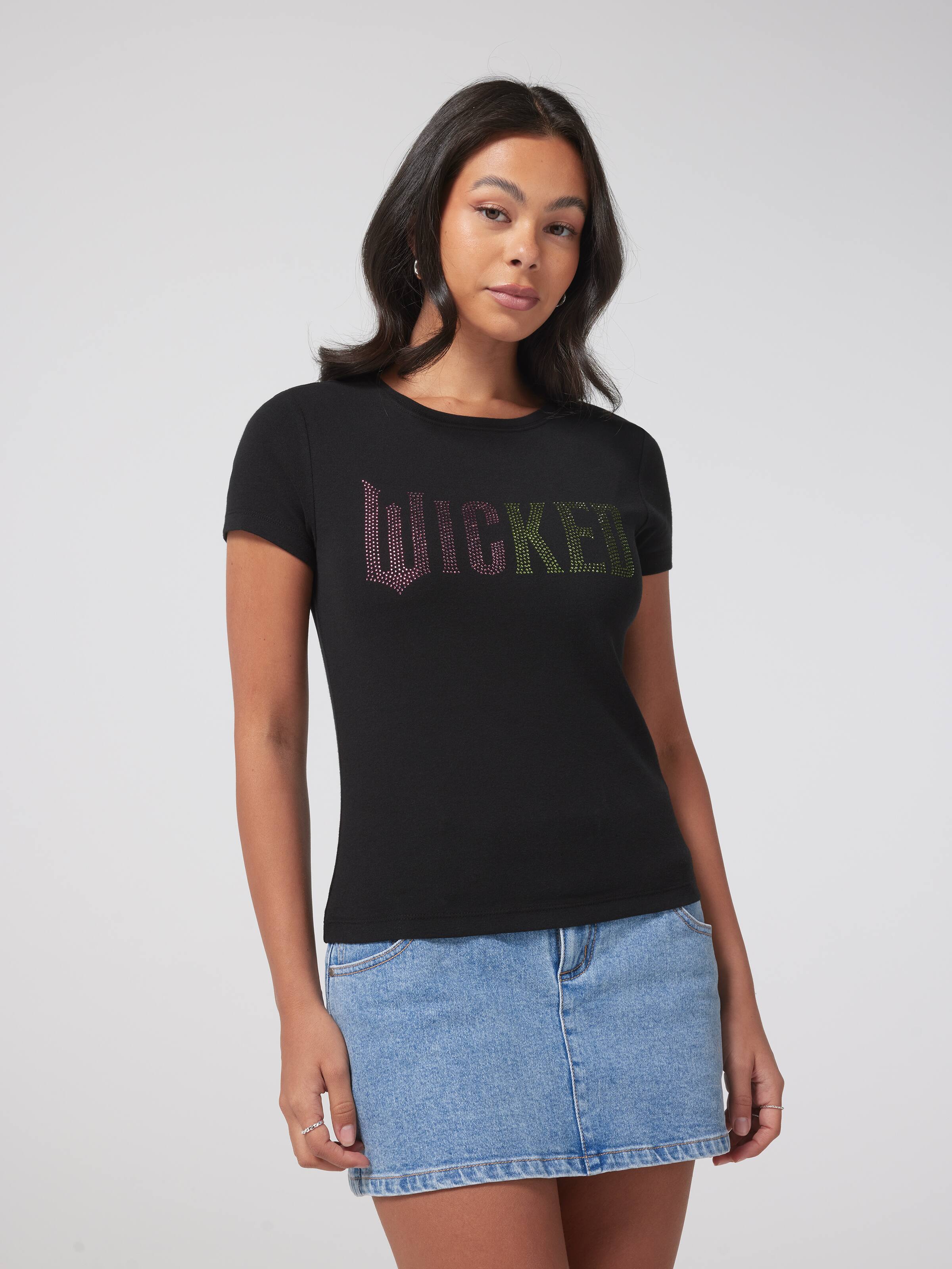 Wicked Diamonte Longline Baby Tee