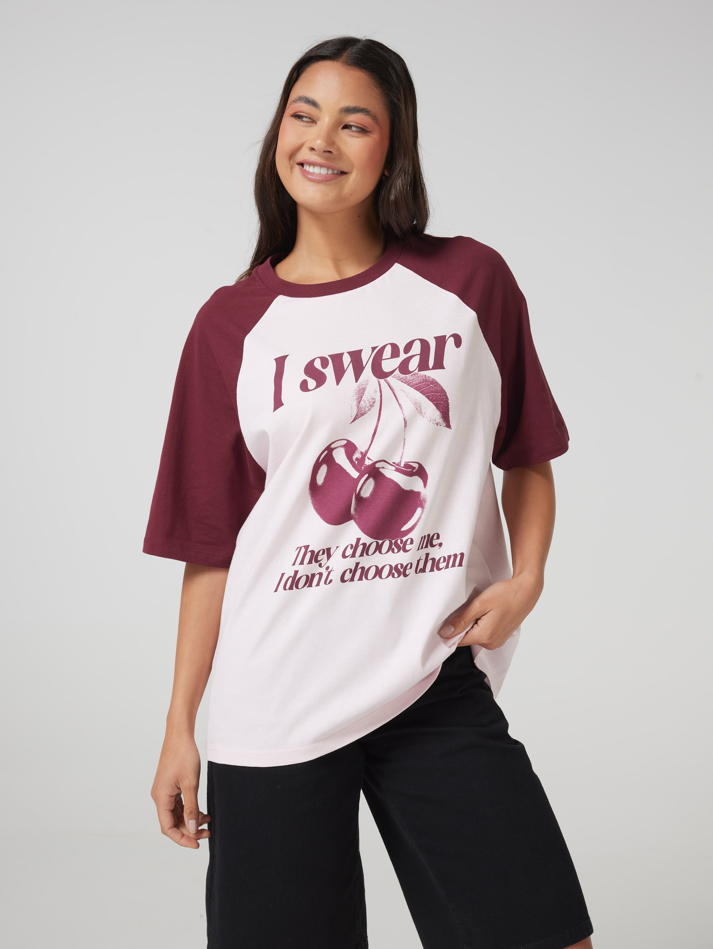 Refresh I Swear Oversized Raglan Tee