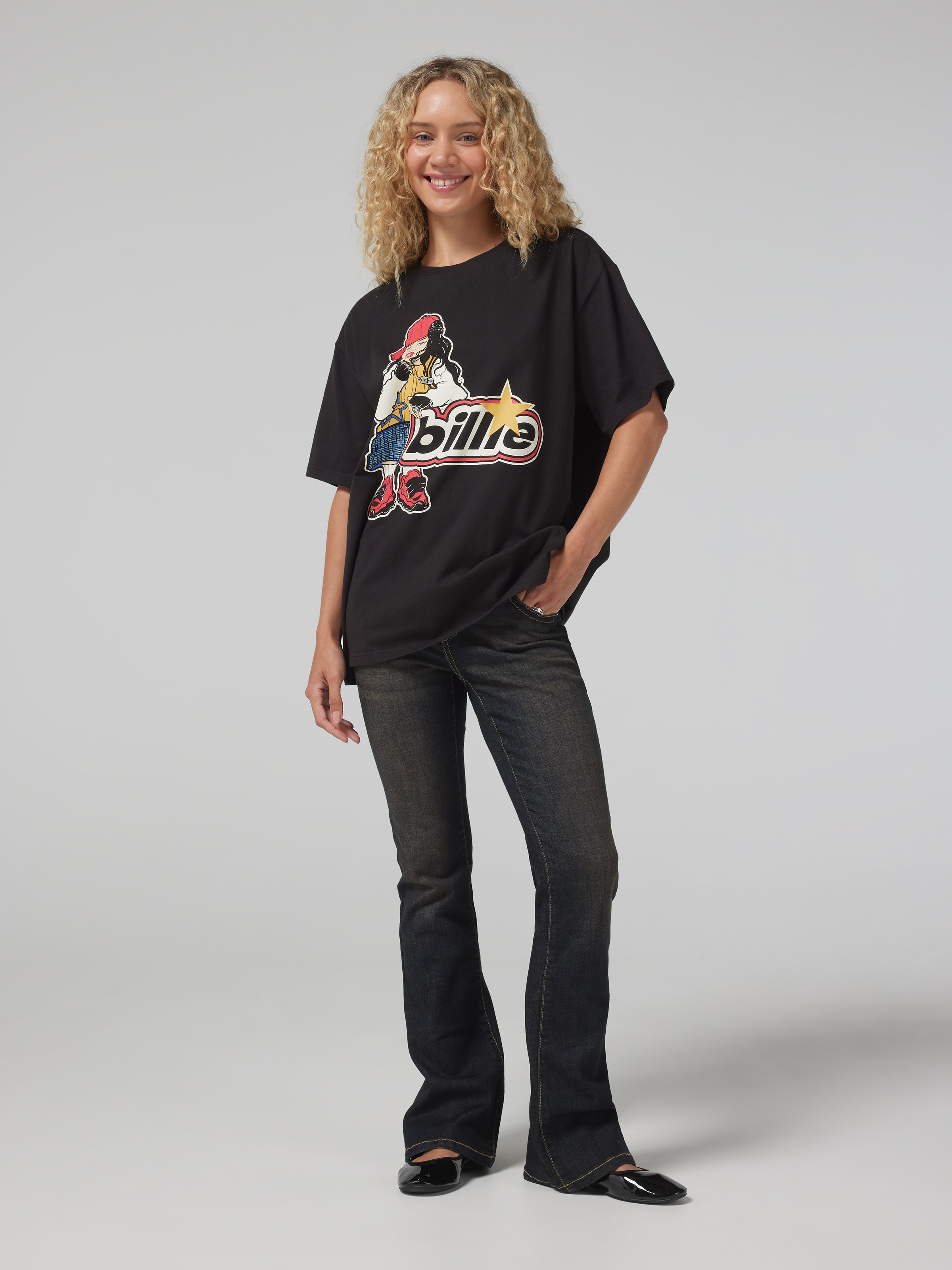 Music Billie Cartoon Oversized Tee