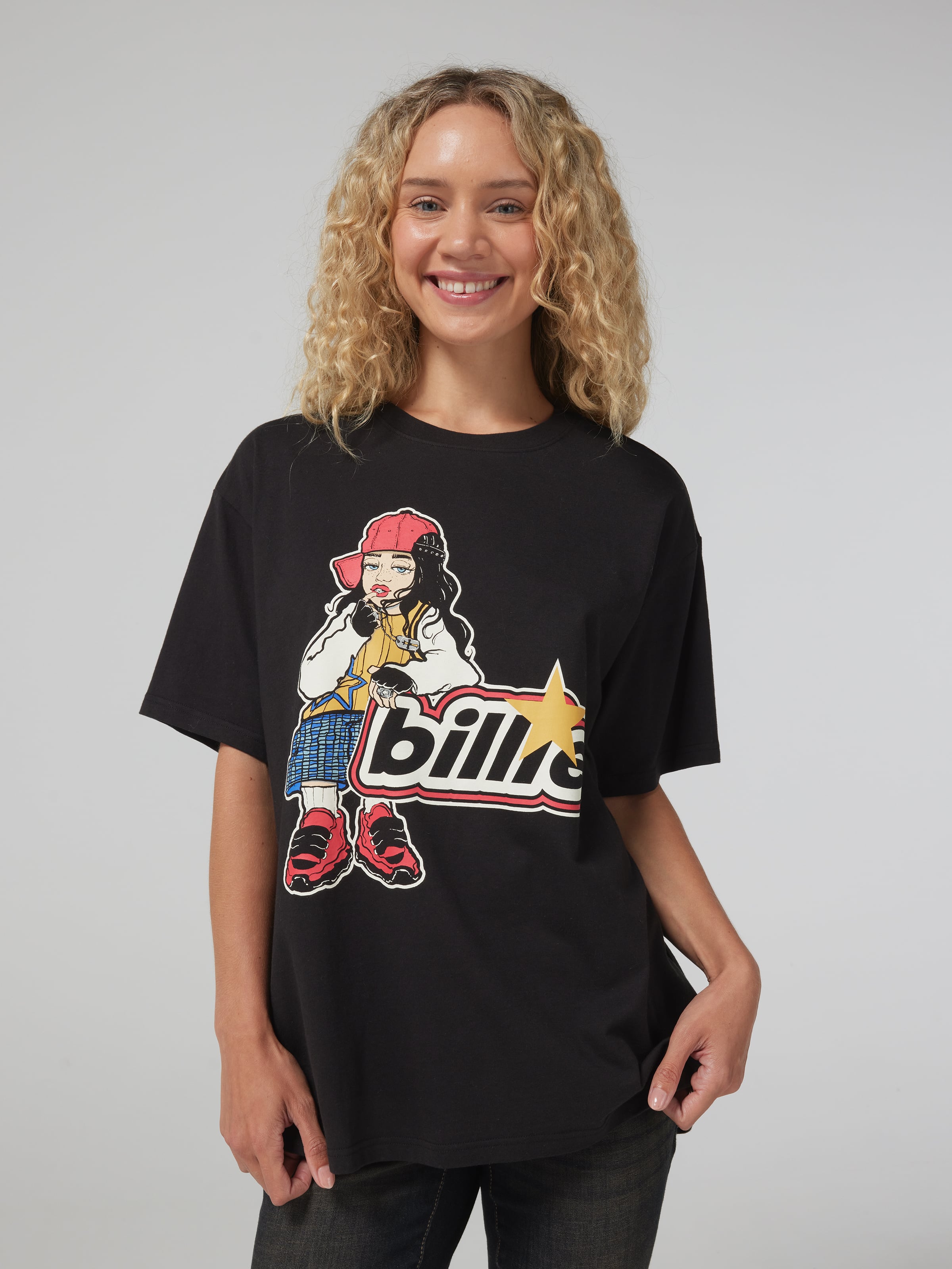 Music Billie Cartoon Oversized Tee