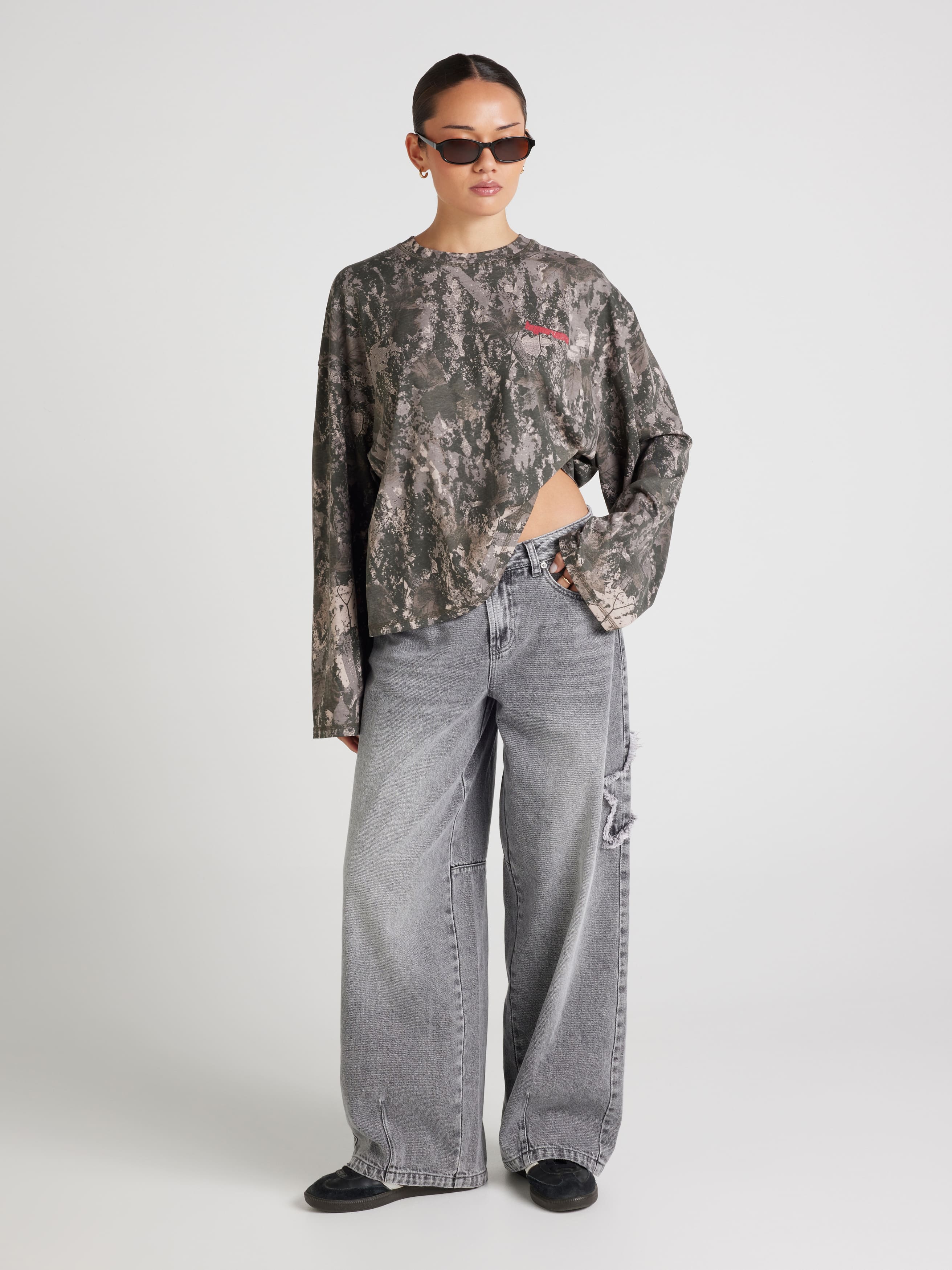 Abstract Camo Long Sleeve Top