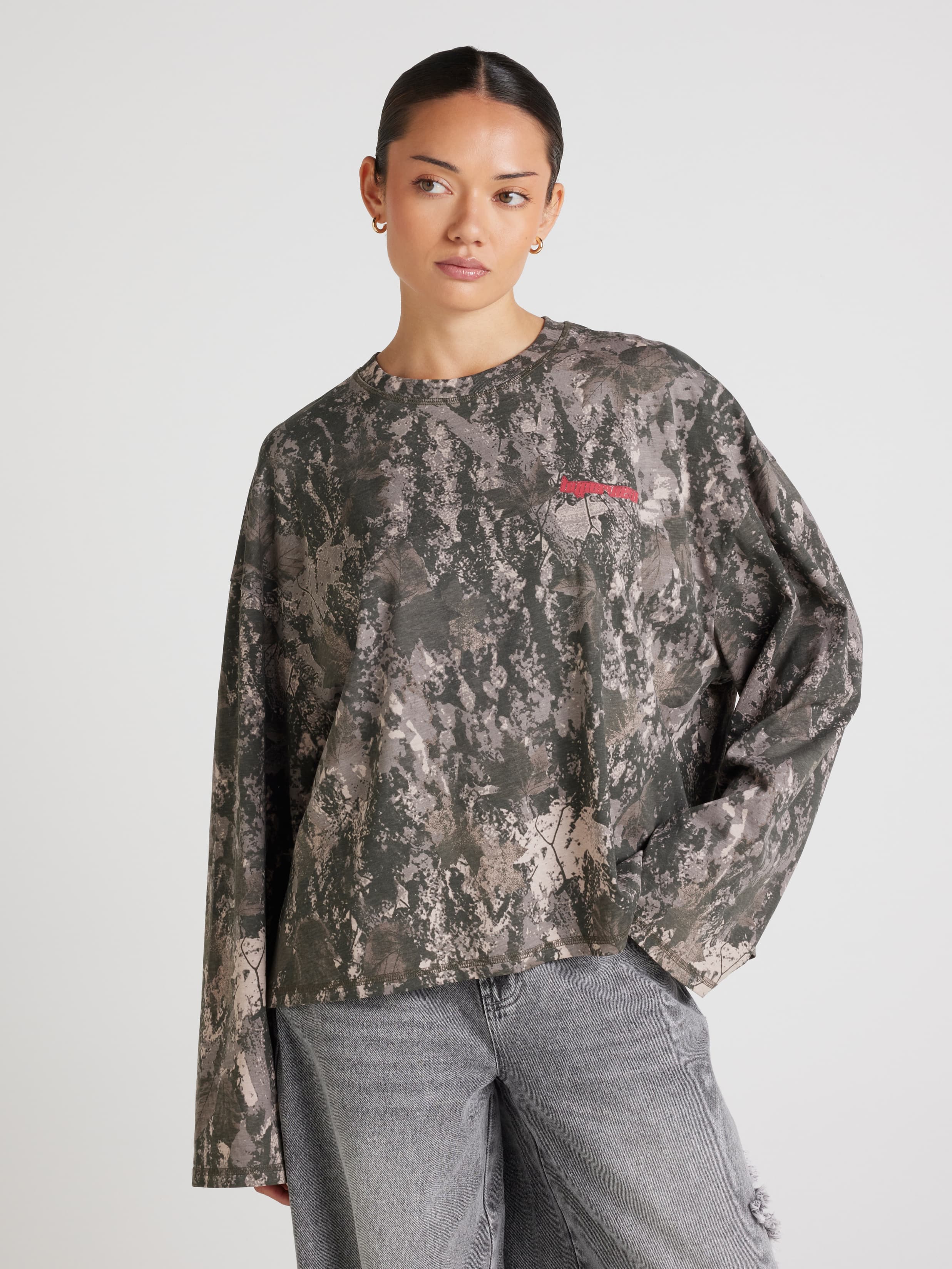 Abstract Camo Long Sleeve Top
