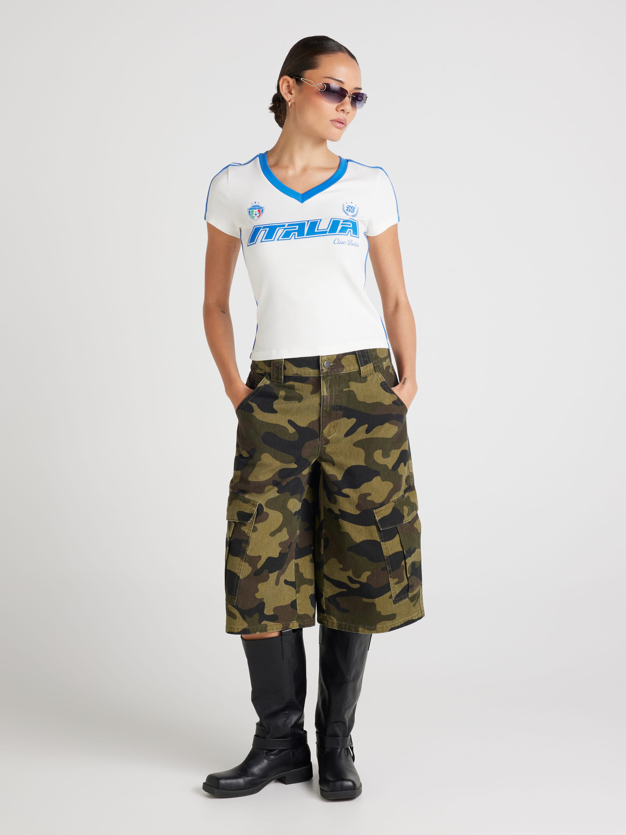 District V Neck Baby Tee