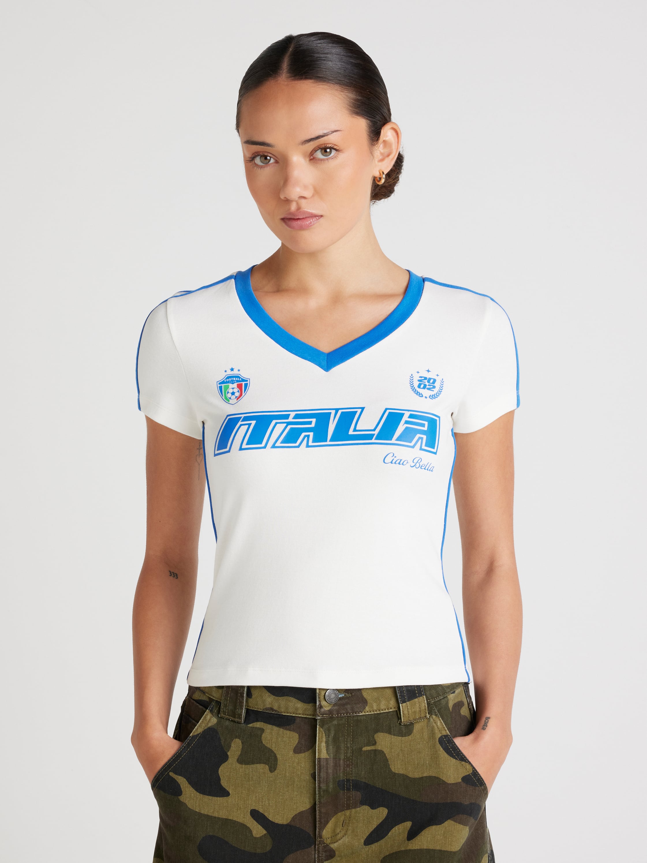 District V Neck Baby Tee
