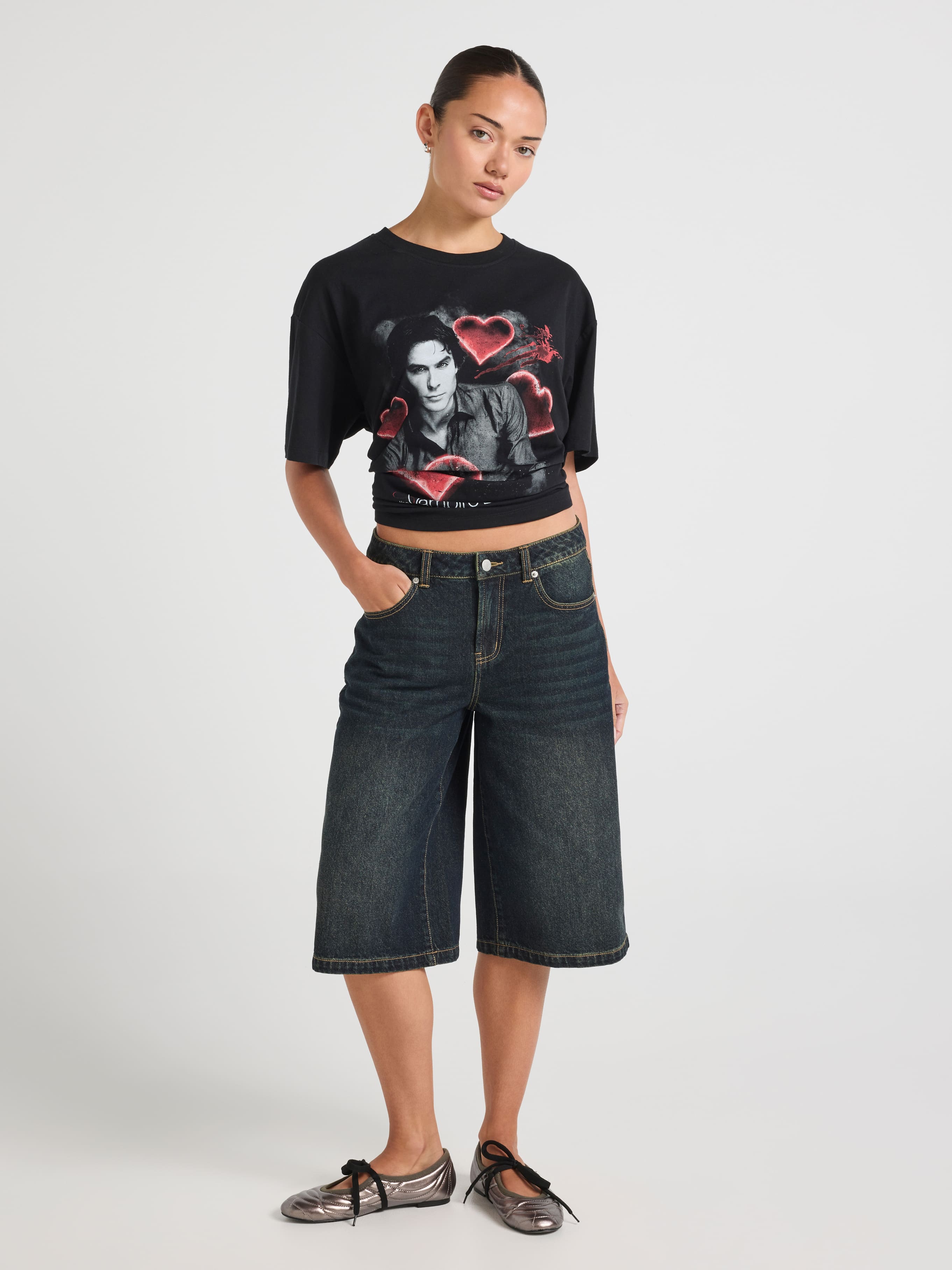 Vampire Diaries Damon Heart Oversized Tee