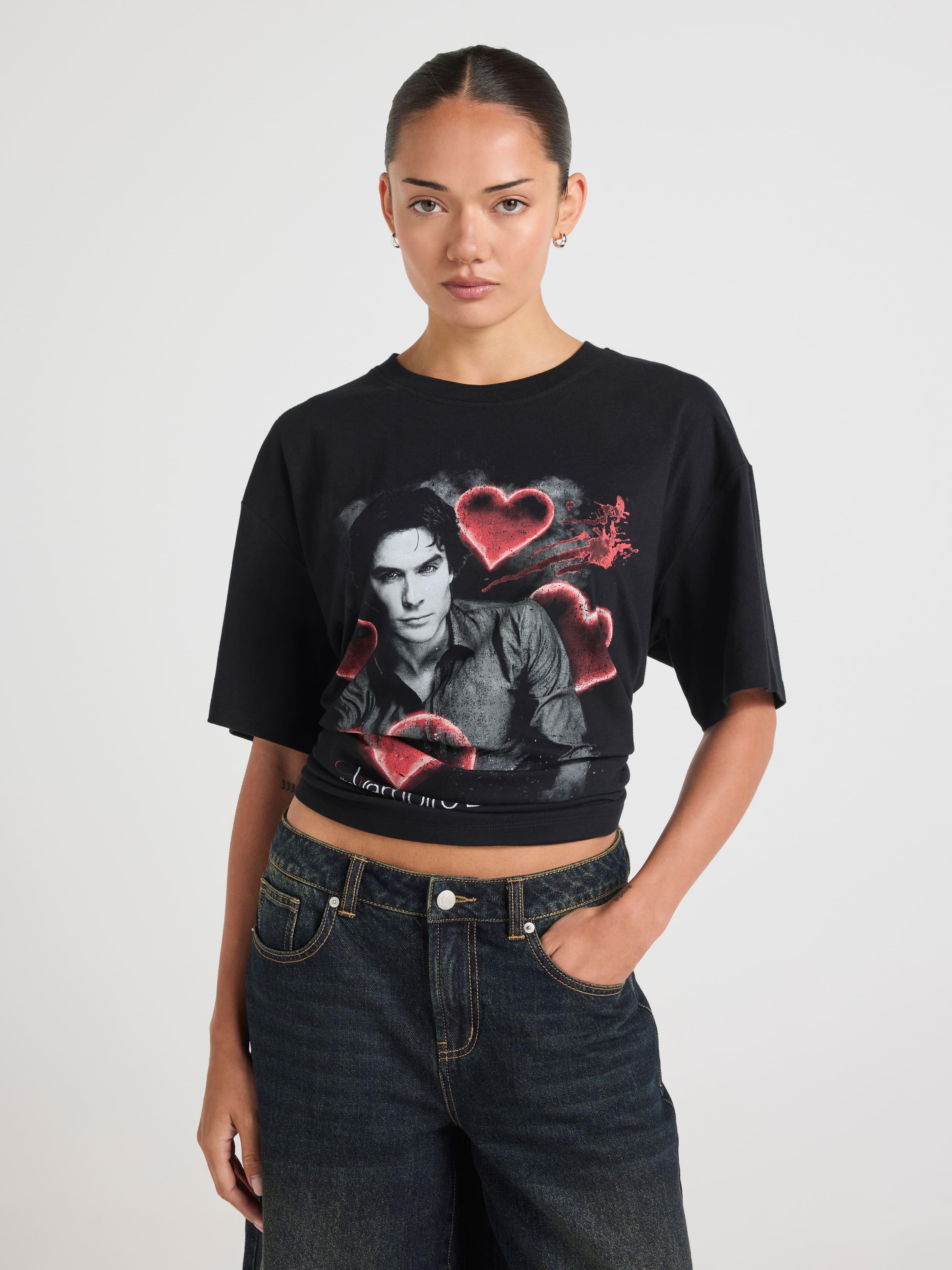 Vampire Diaries Damon Heart Oversized Tee