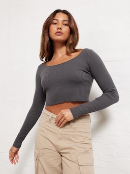 Molly Scoop Neck Cropped Knit