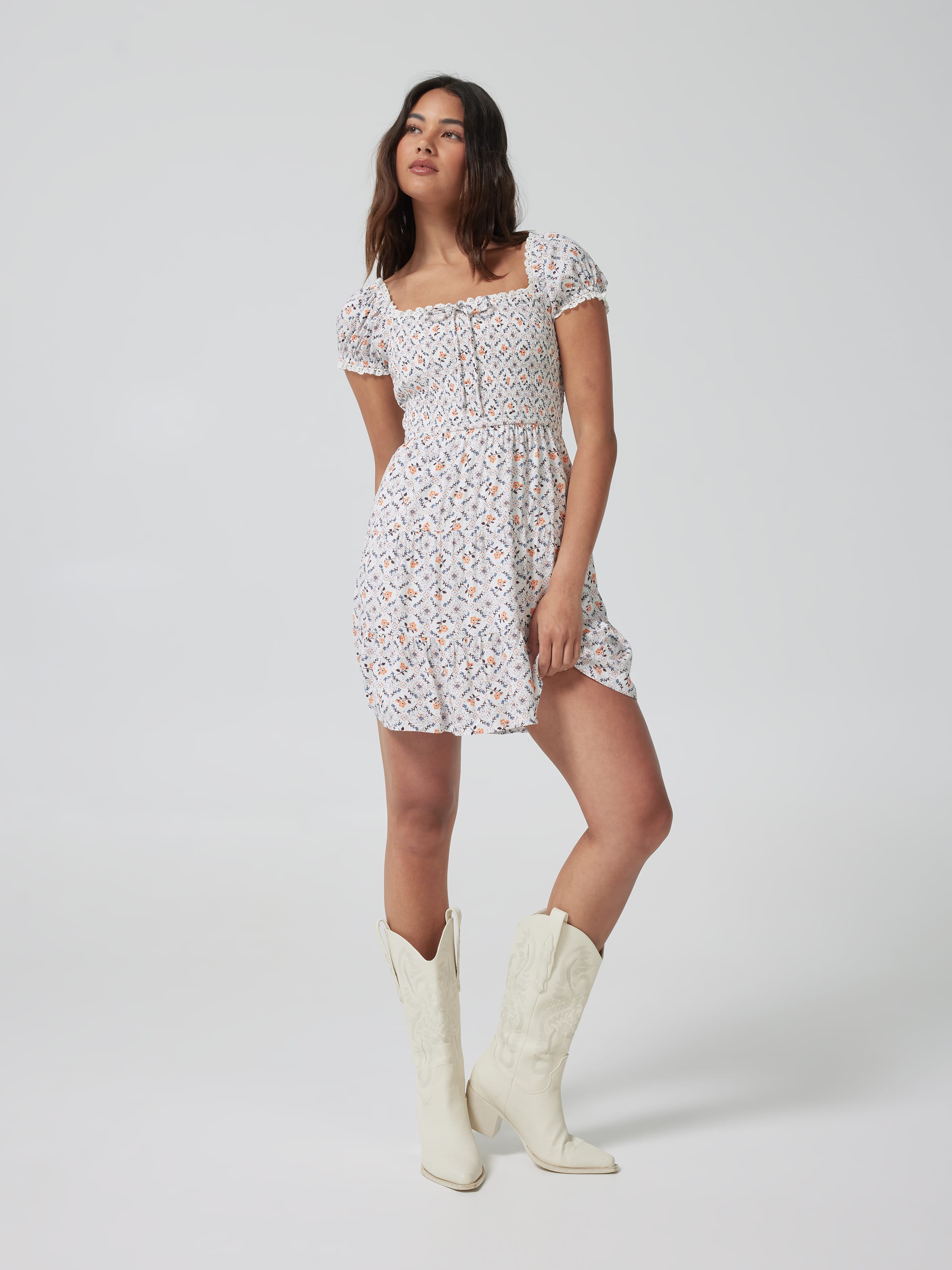 Gabby Shirred Mini Dress