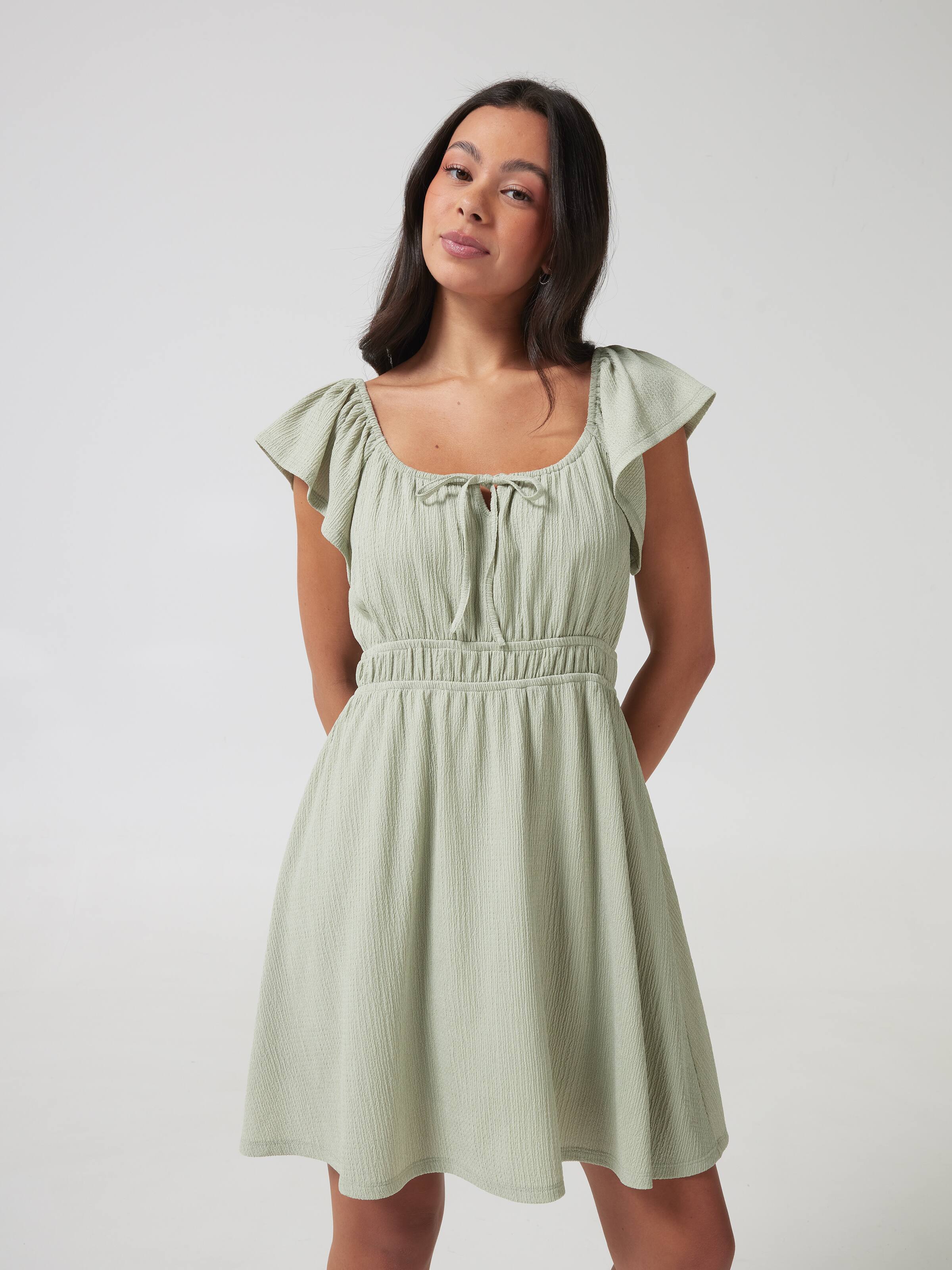 Kia Flutter Sleeve Mini Dress