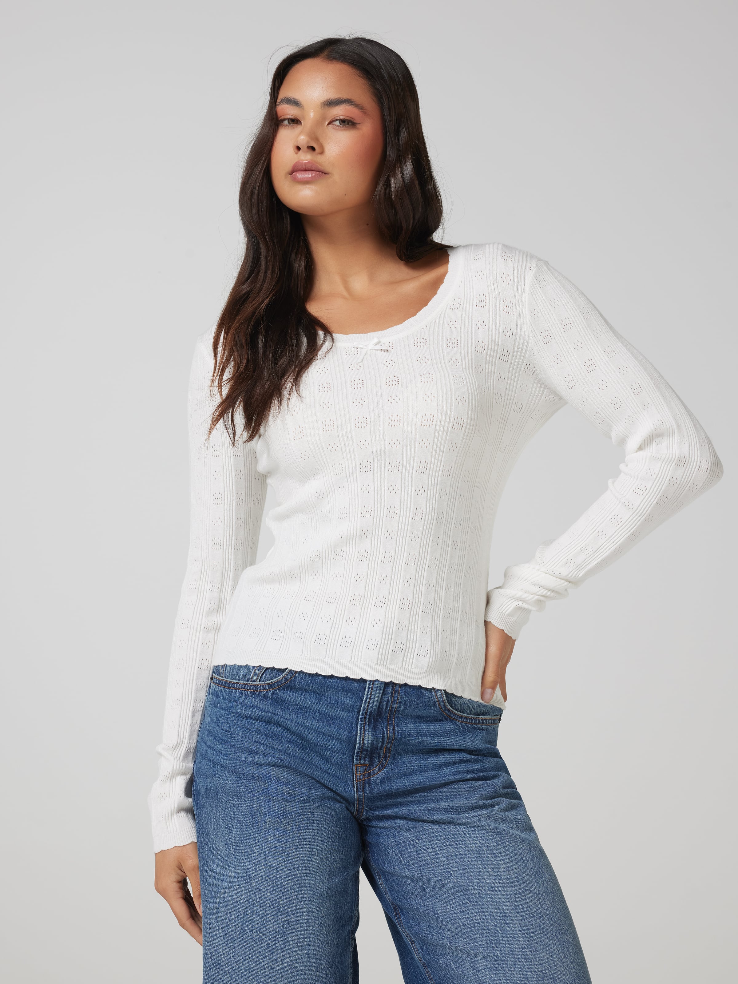 Ada Scalloped Edge Long Sleeve Top