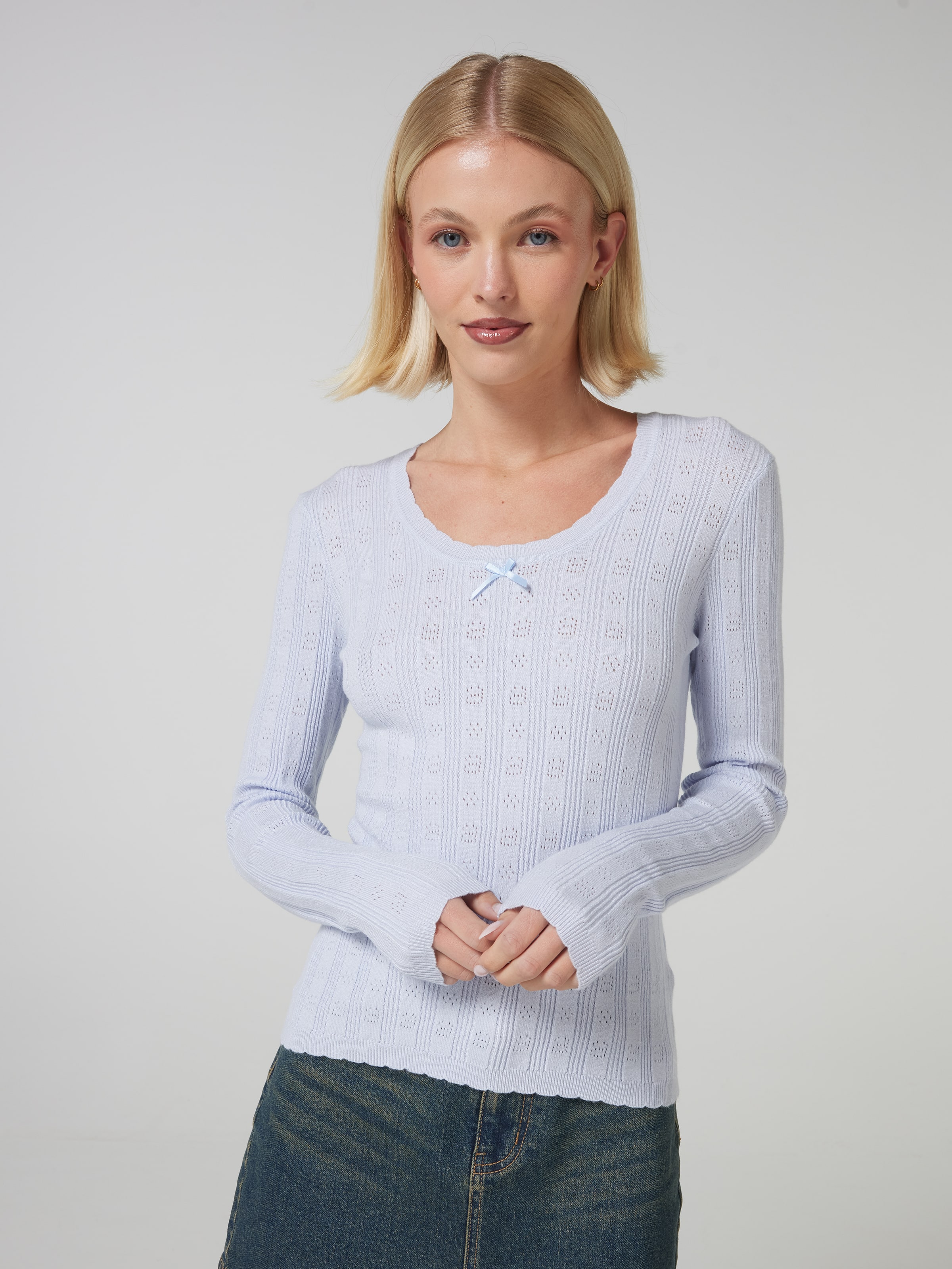 Ada Scalloped Edge Long Sleeve Top