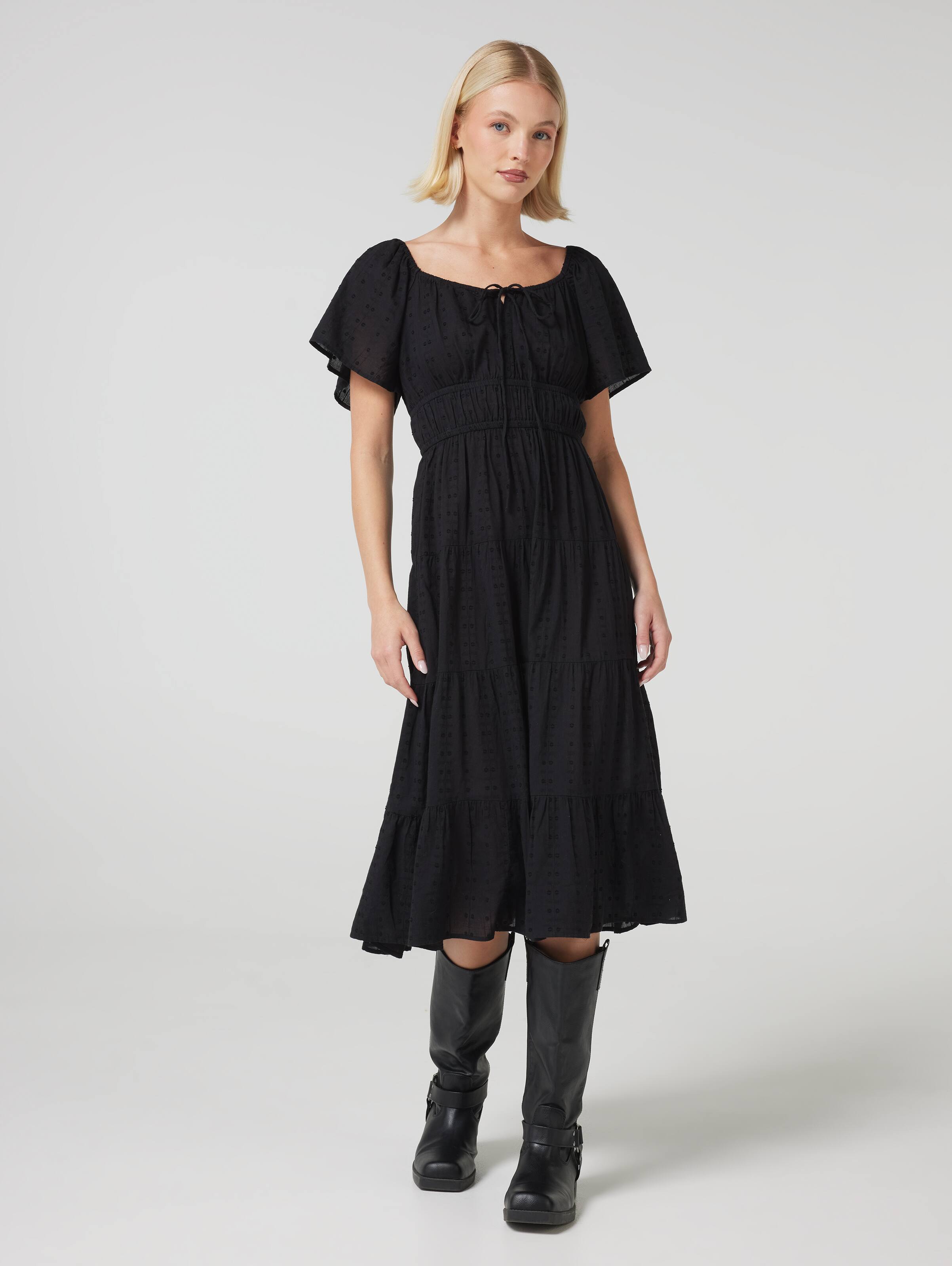 Dana Flutter Short Sleeve Midi