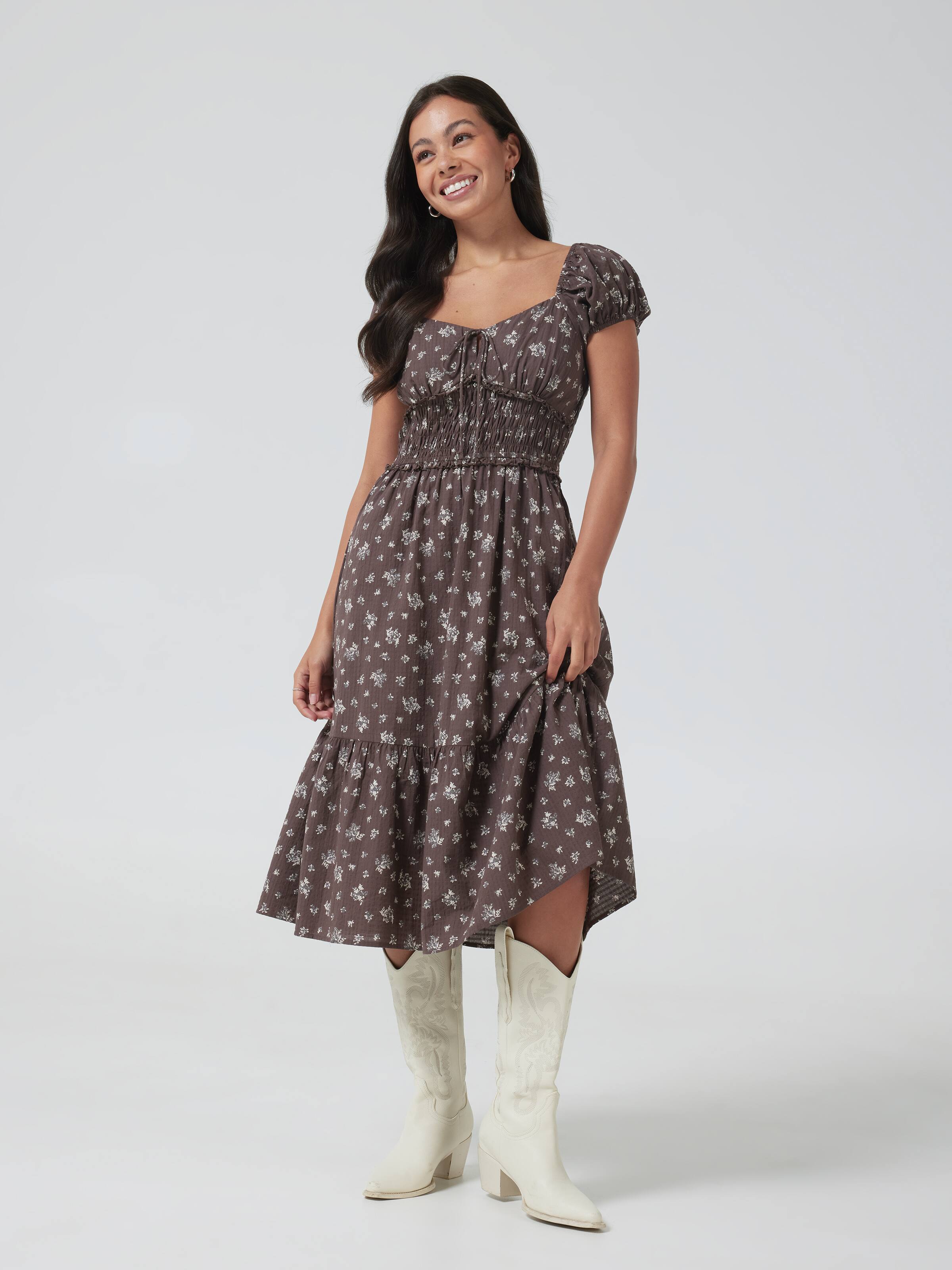 Skylar Shirred Bodice Midi Dress