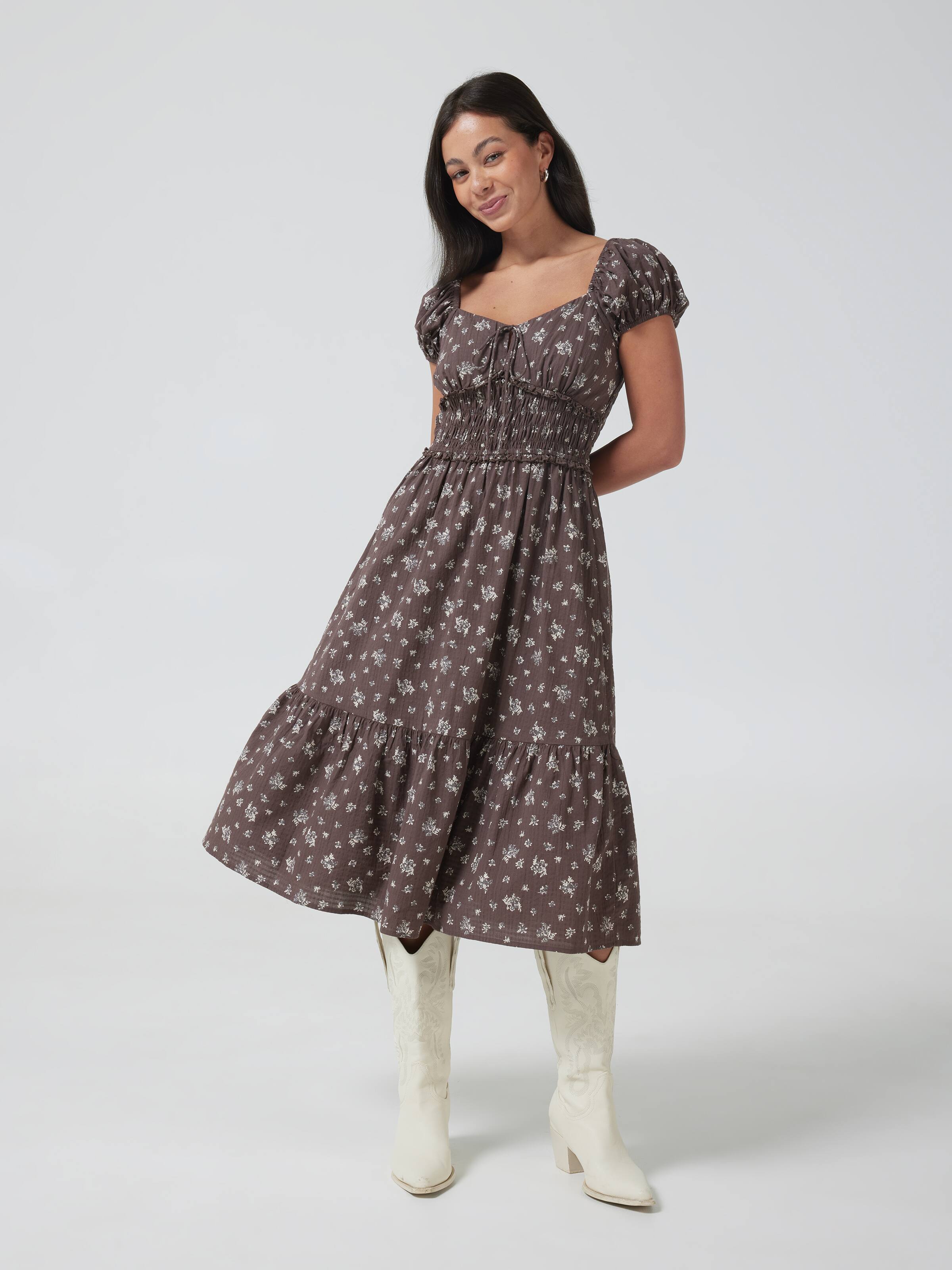 Skylar Shirred Bodice Midi Dress