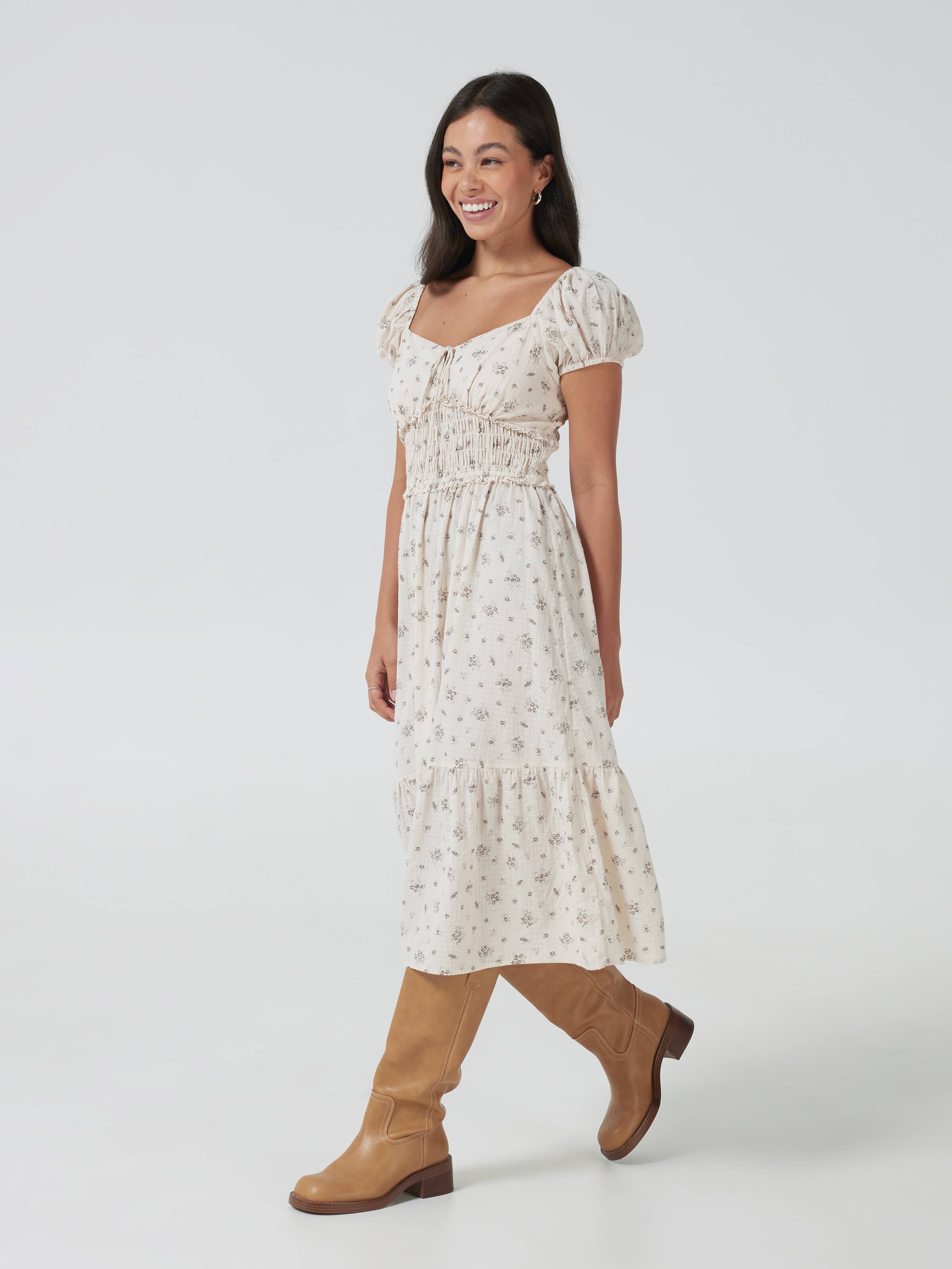 Skylar Shirred Bodice Midi Dress