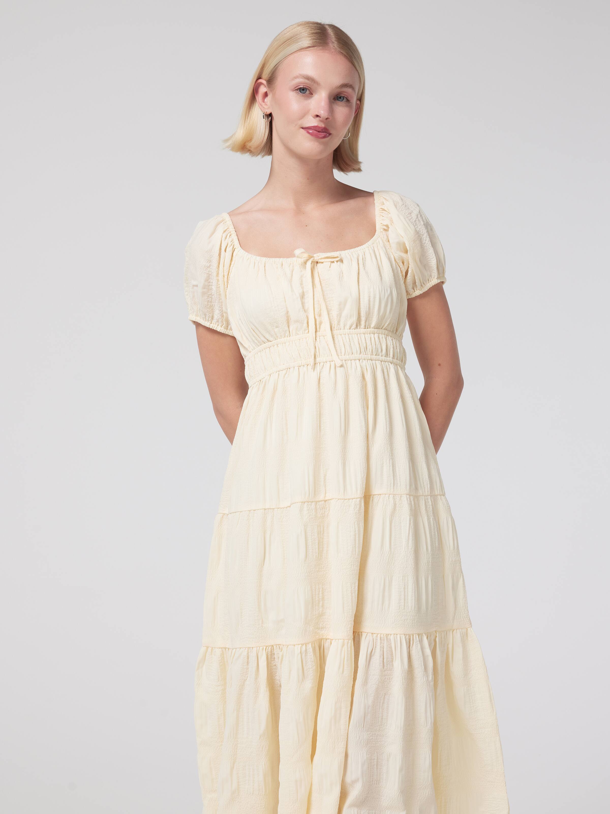 Stephie Short Sleeve Midi Tiered Dress