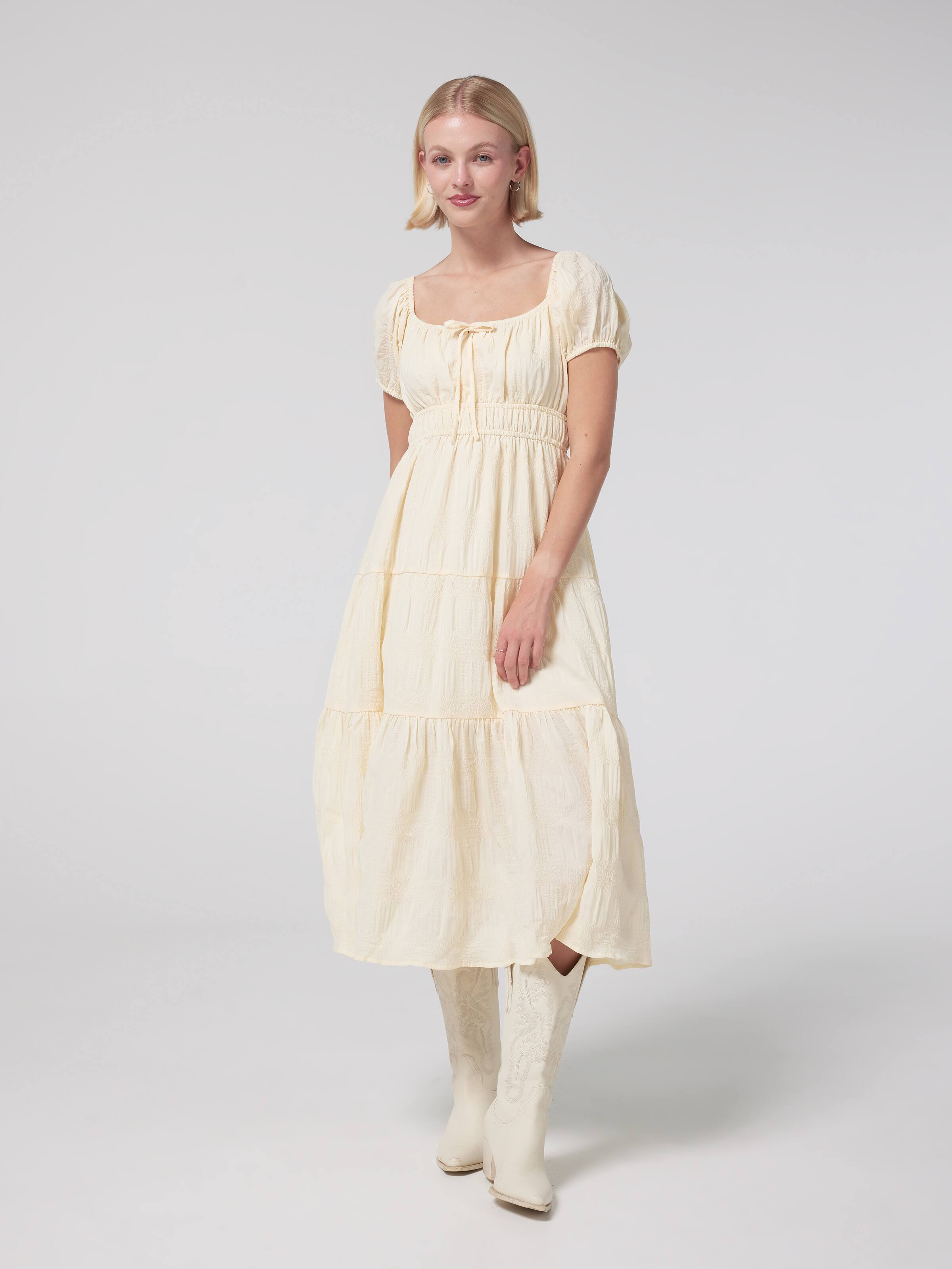 Stephie Short Sleeve Midi Tiered Dress