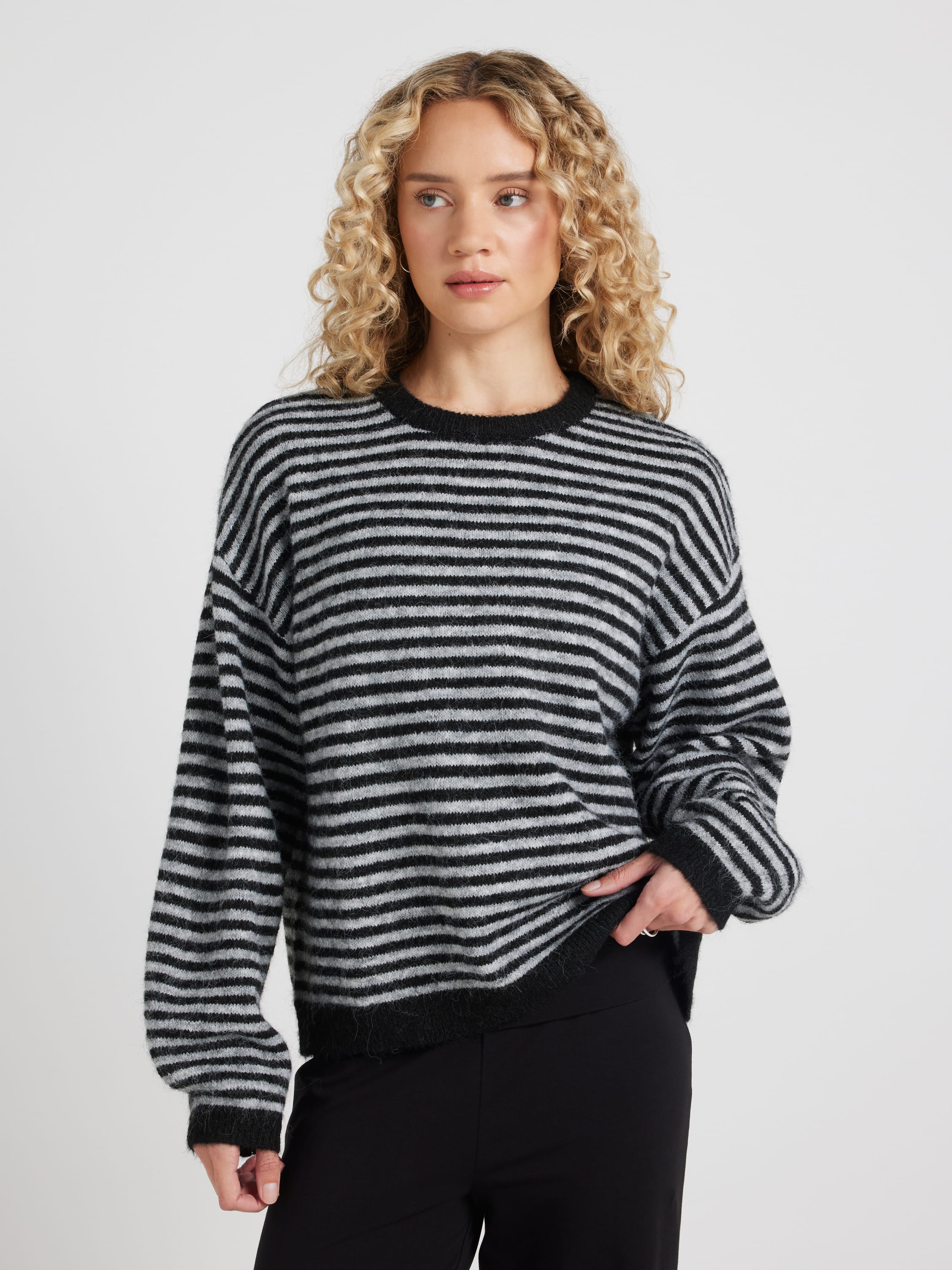 Stripe Slouchy Crew