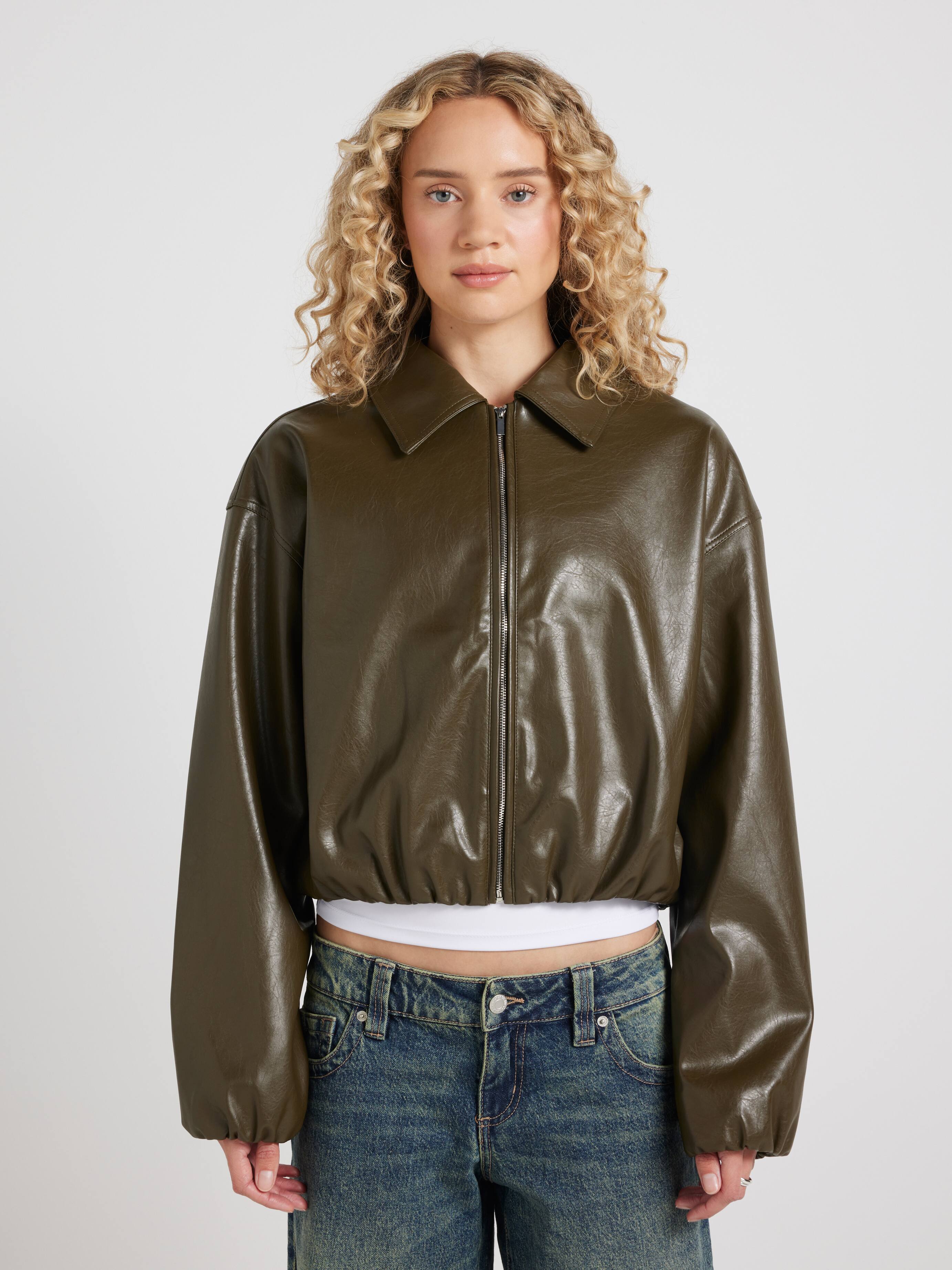 Faux Leather Bubble Jacket