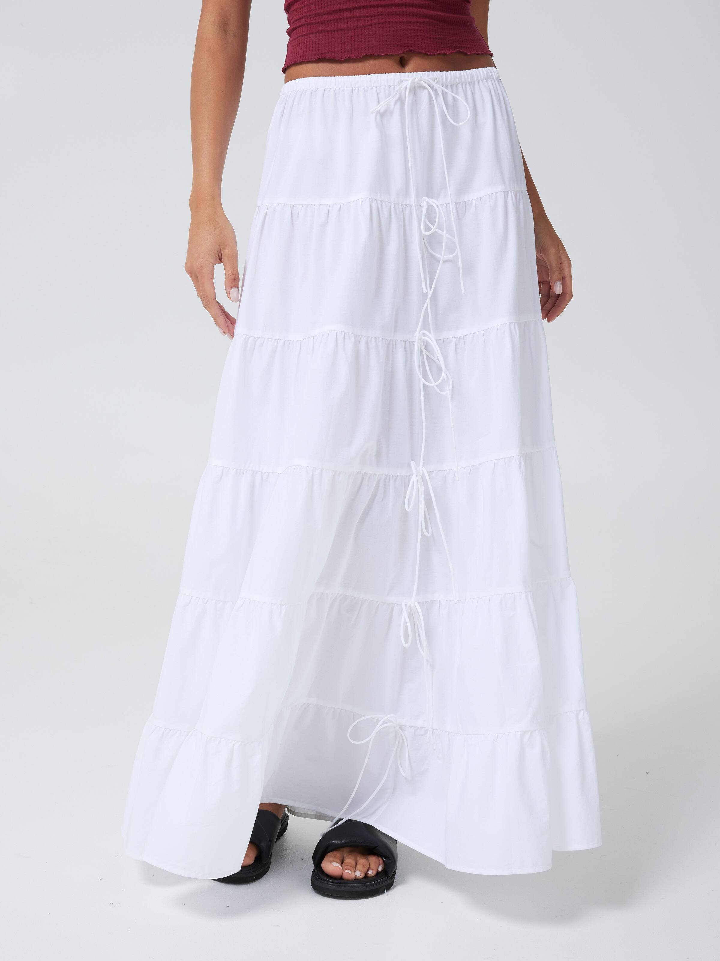 Poplin Tiered Maxi Skirt