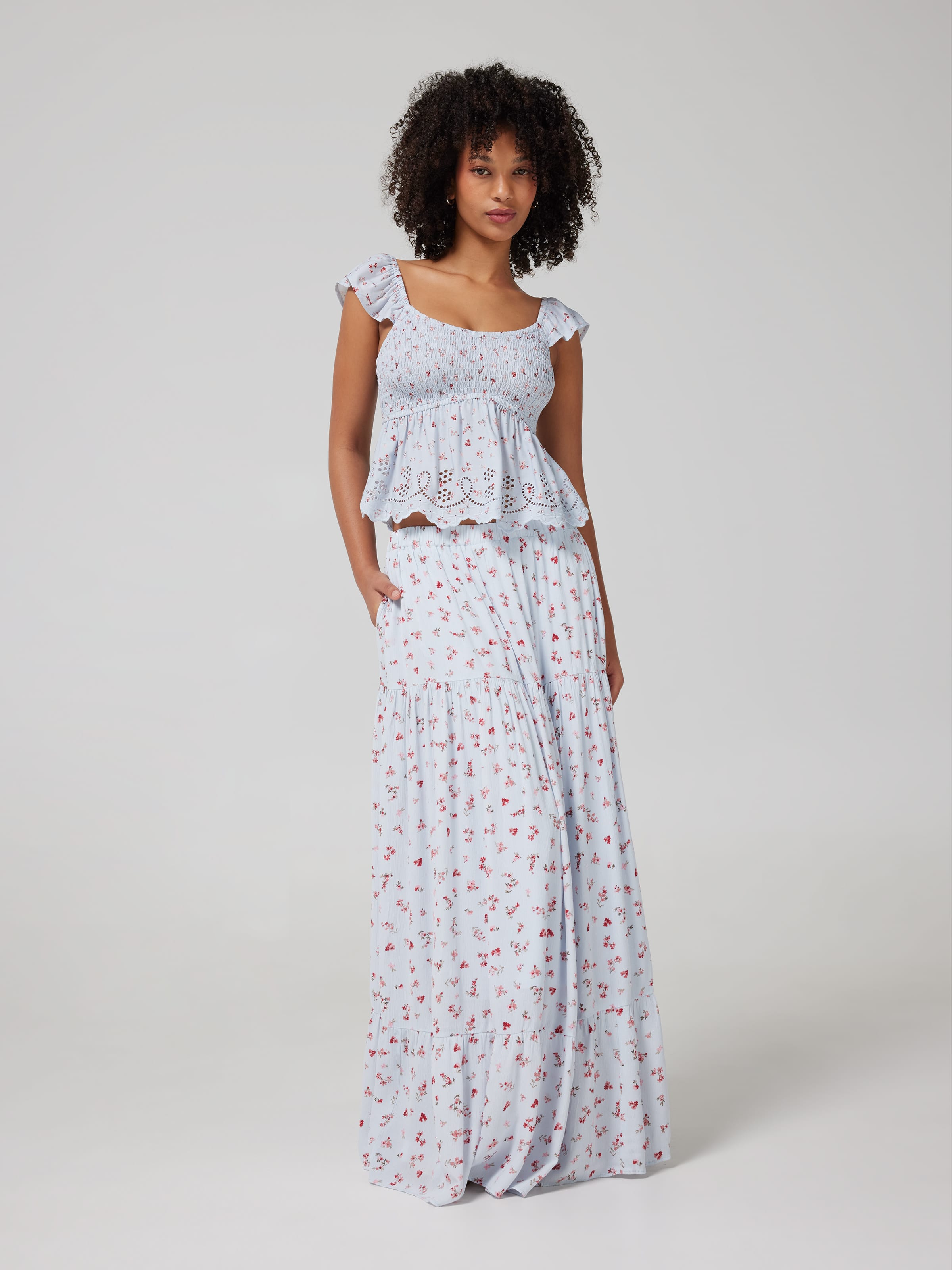 W Taya Tiered Maxi Skirt