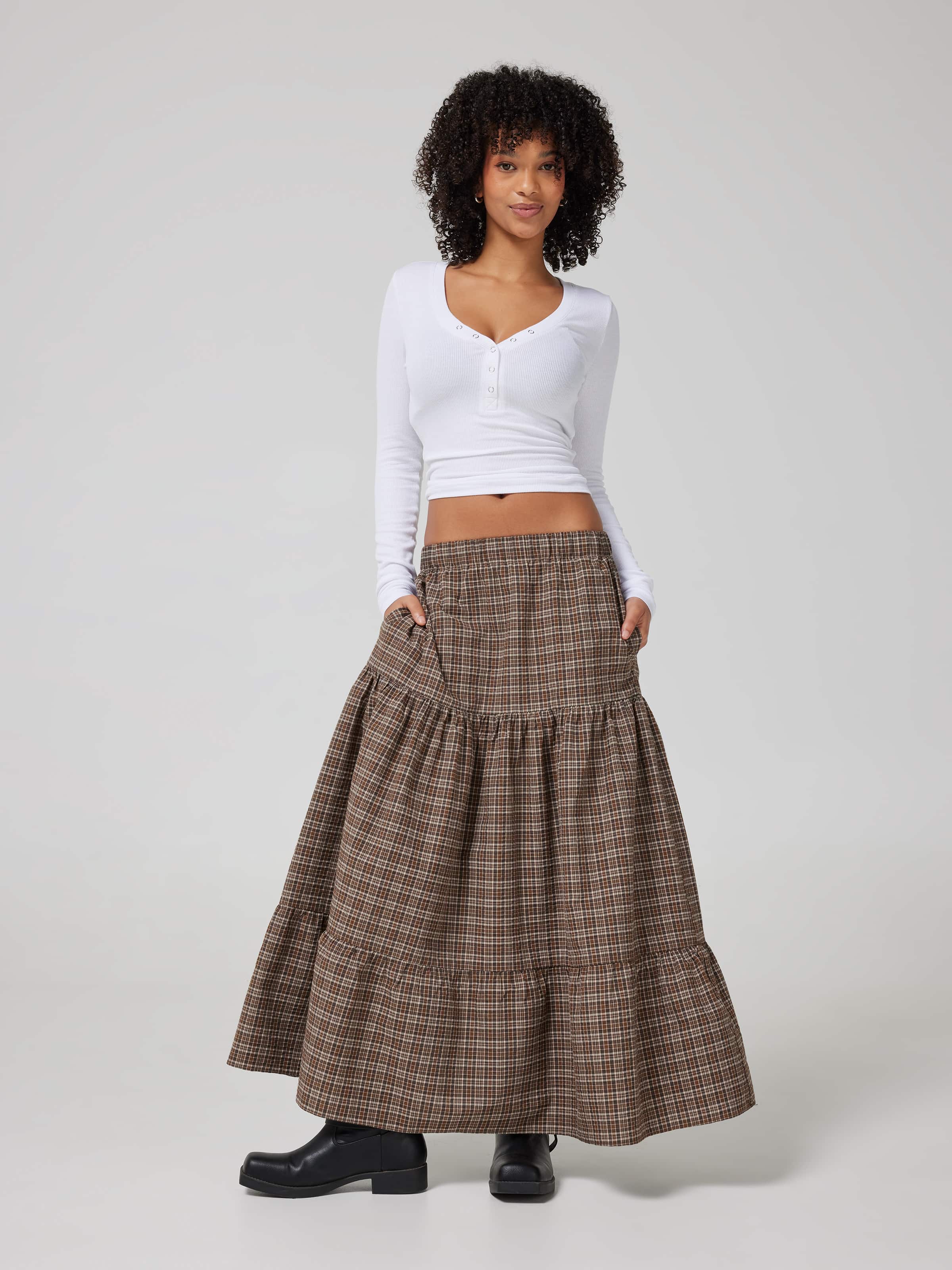 W Tiered Maxi Skirt