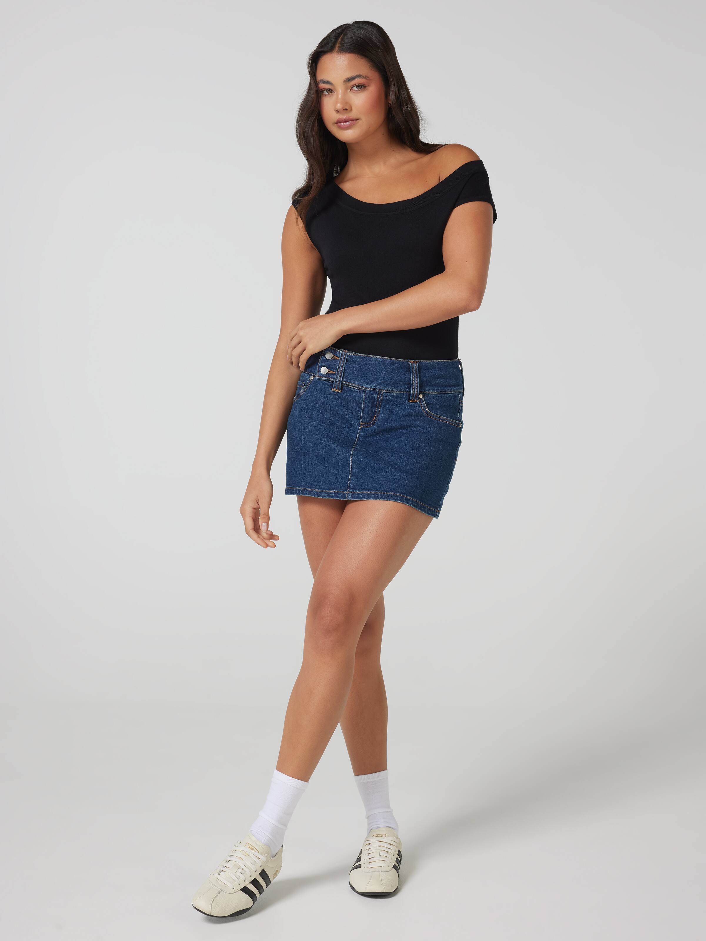 Sky Low Rise Stretch Denim Skort