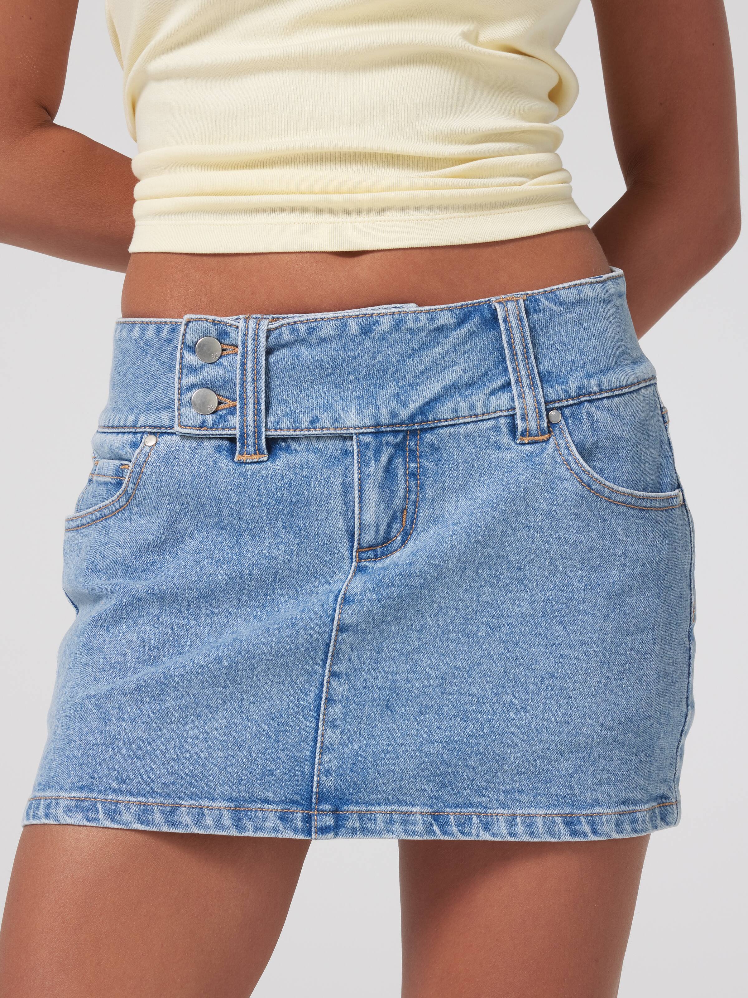 Sky Low Rise Stretch Denim Skort