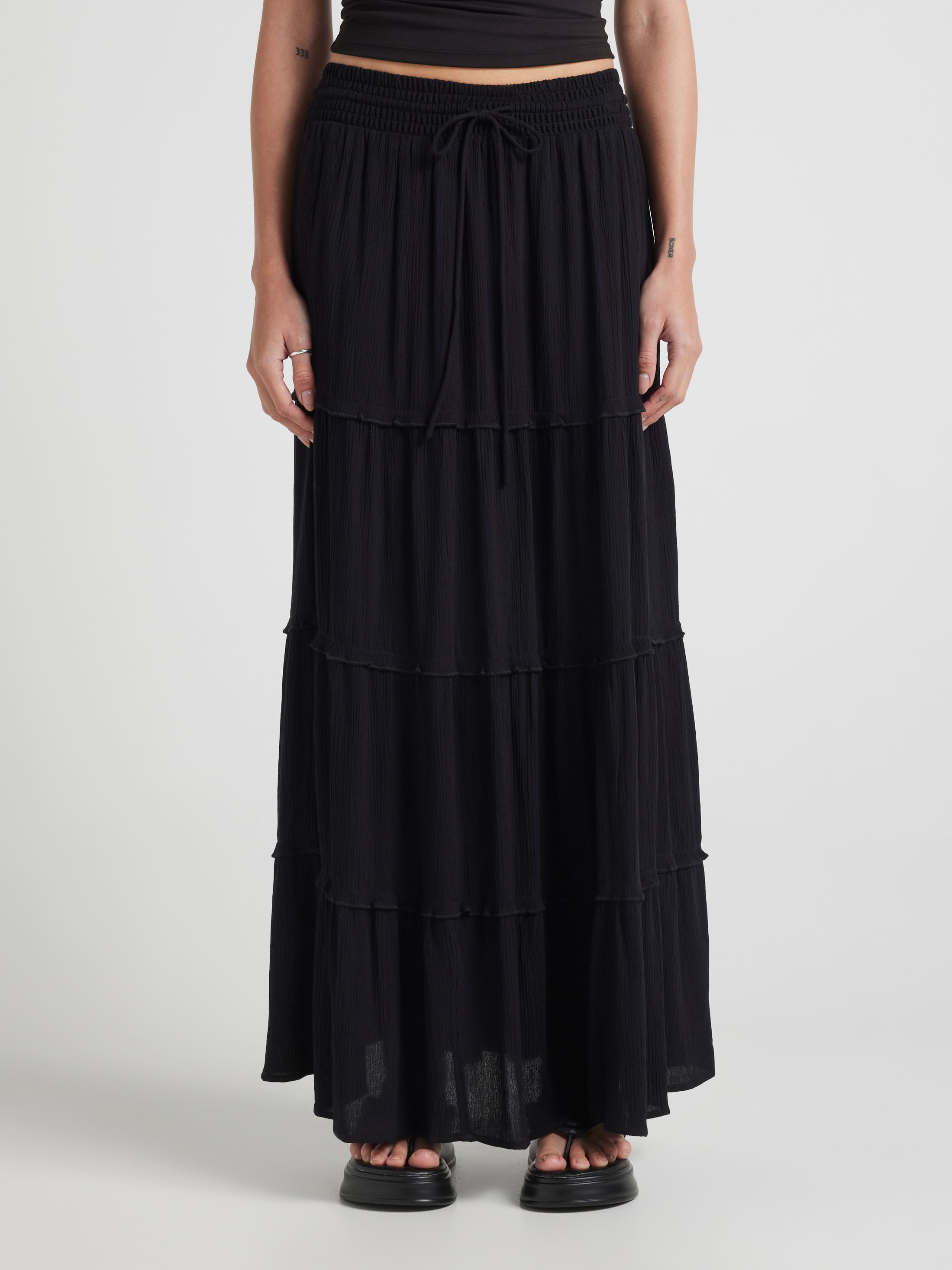 Kaia Shirred Waist Maxi Skirt