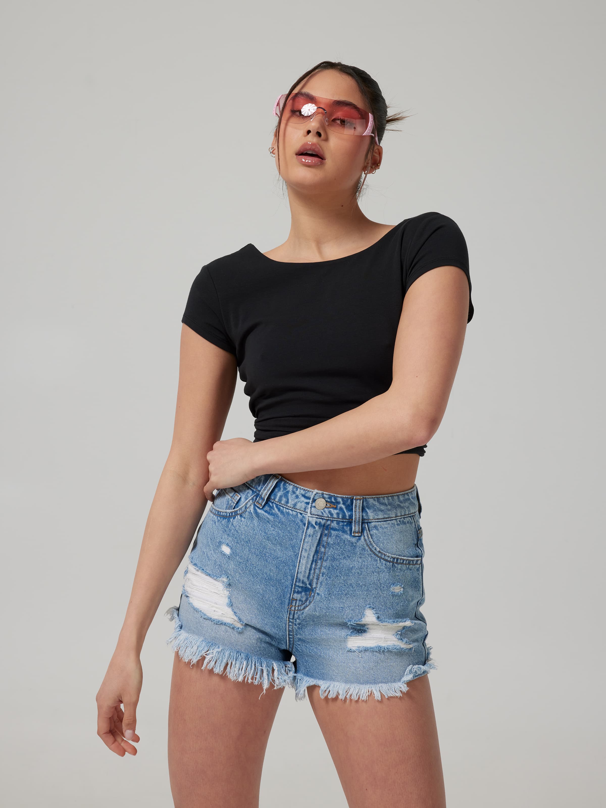 Riley High Rise Ripped Cheeky Short