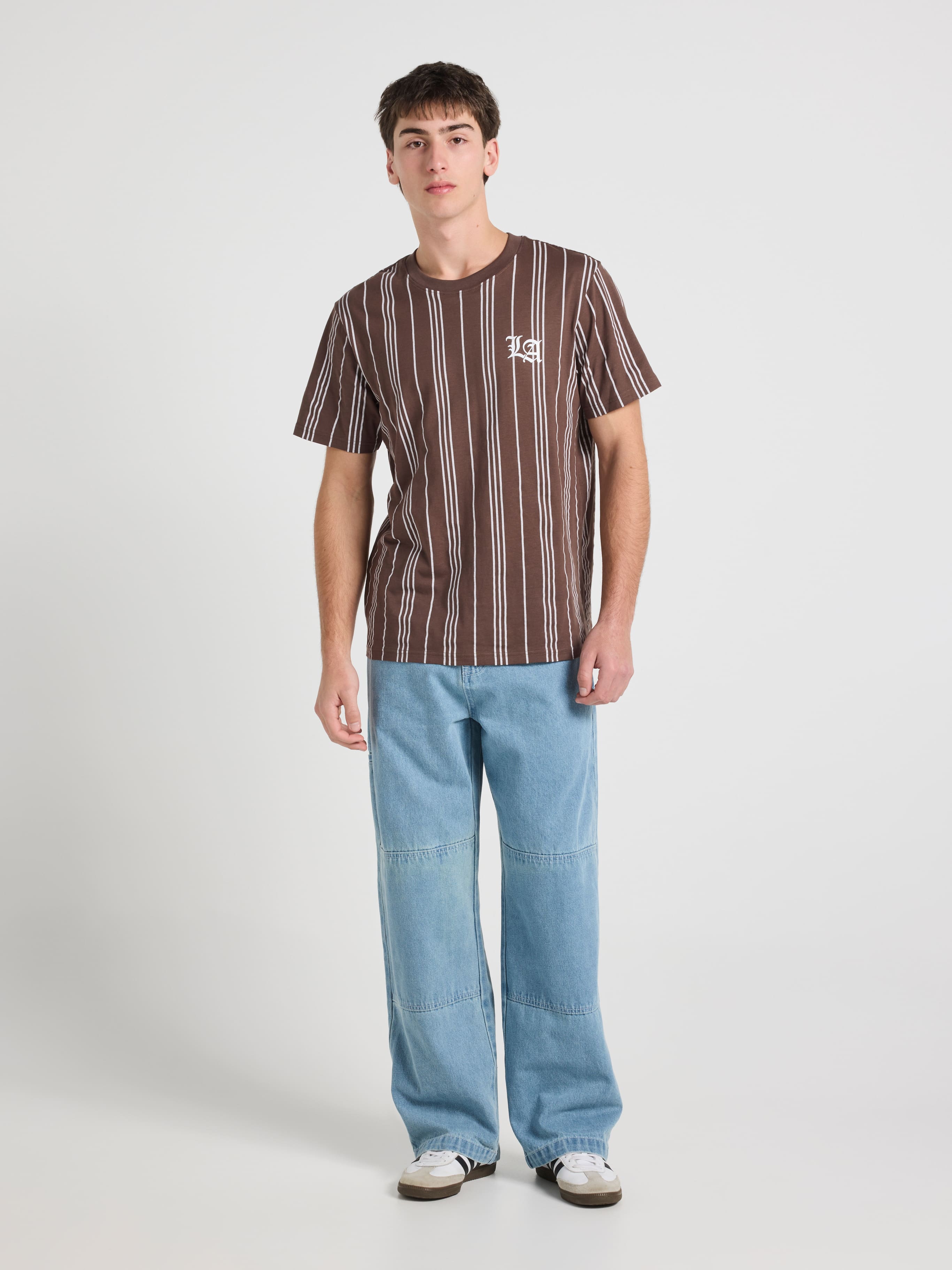 La Vertical Stripe Short Sleeve Tee