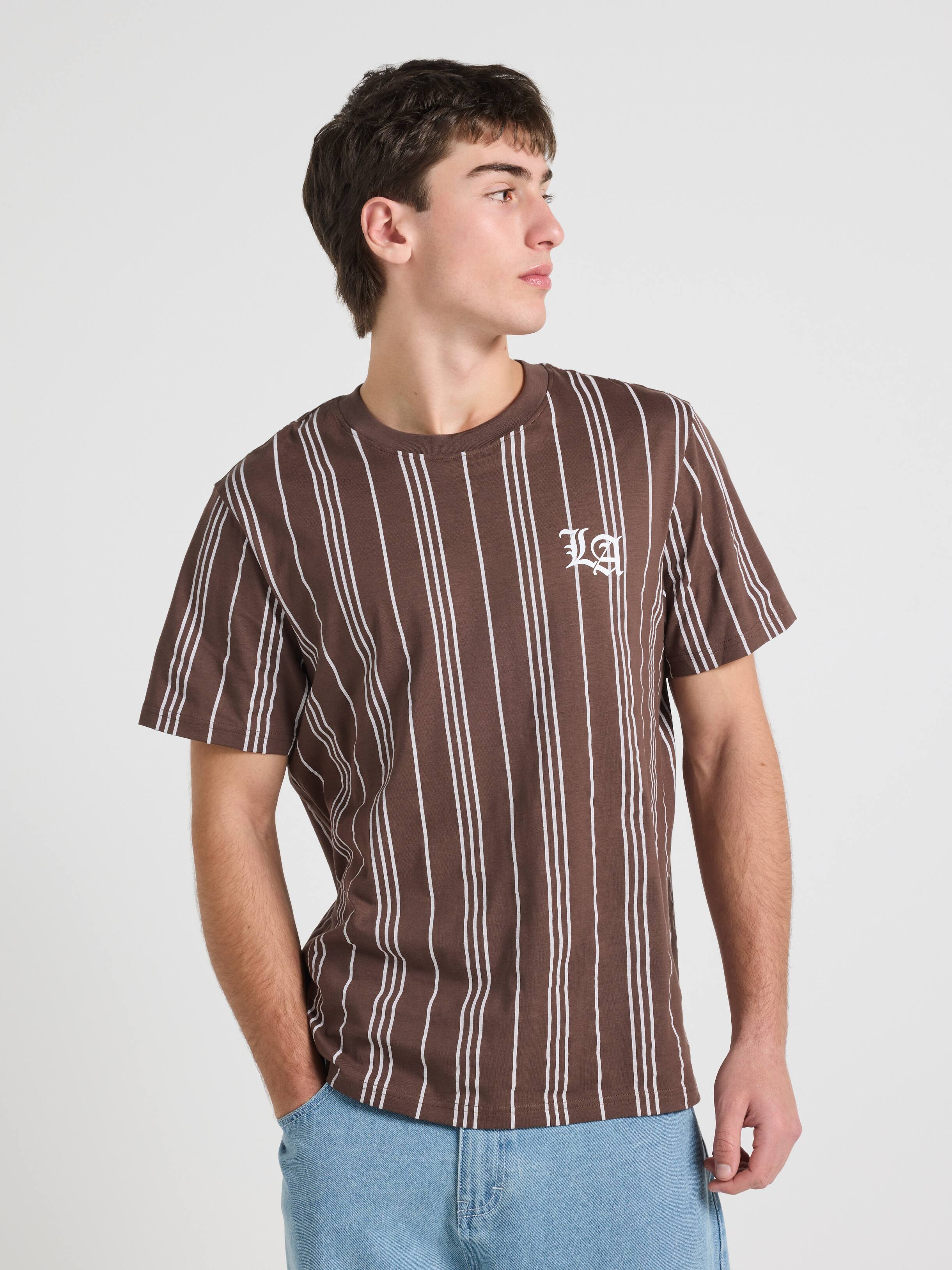 La Vertical Stripe Short Sleeve Tee
