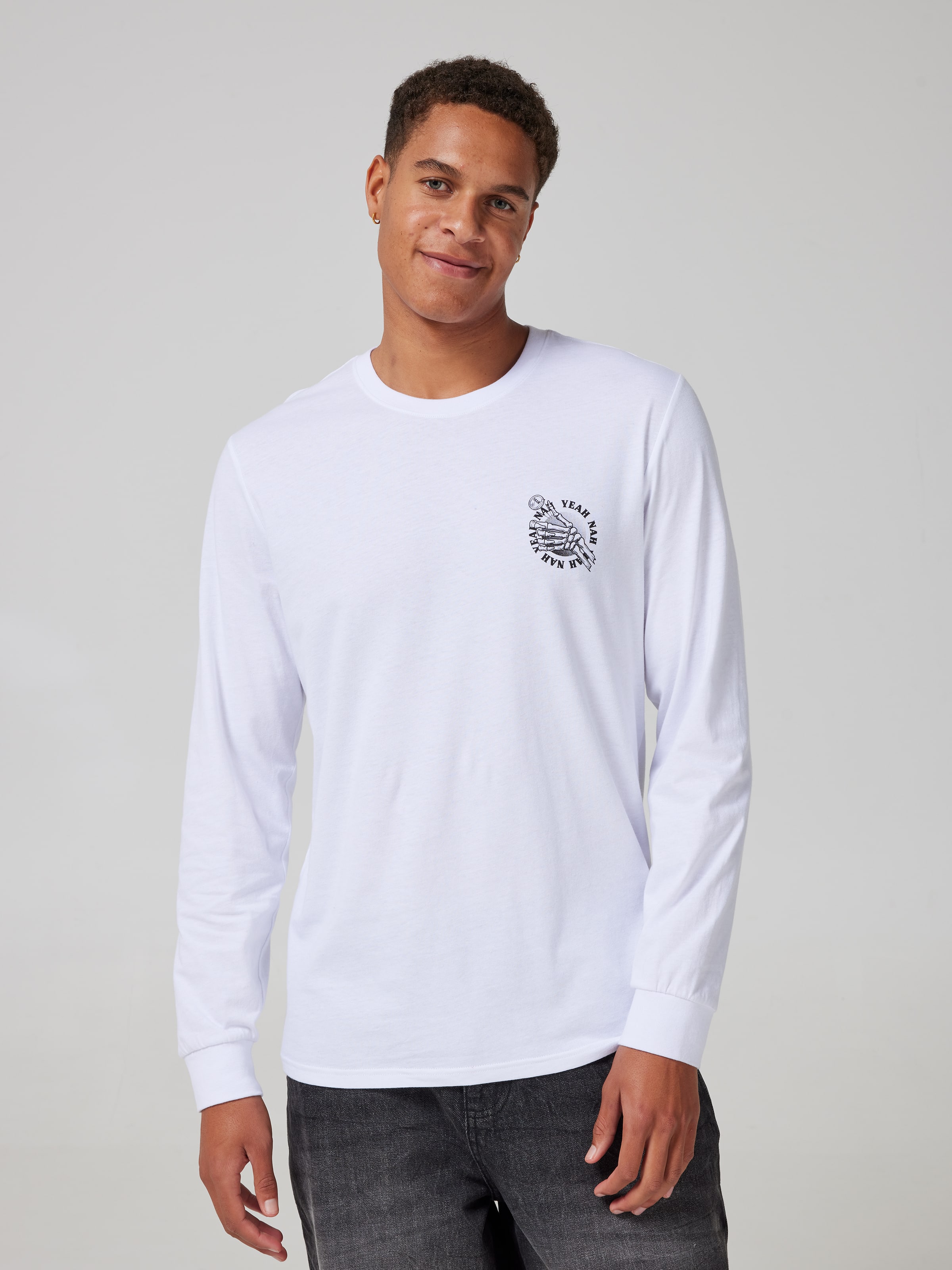 White Surf Yeah Nah Ls Tee