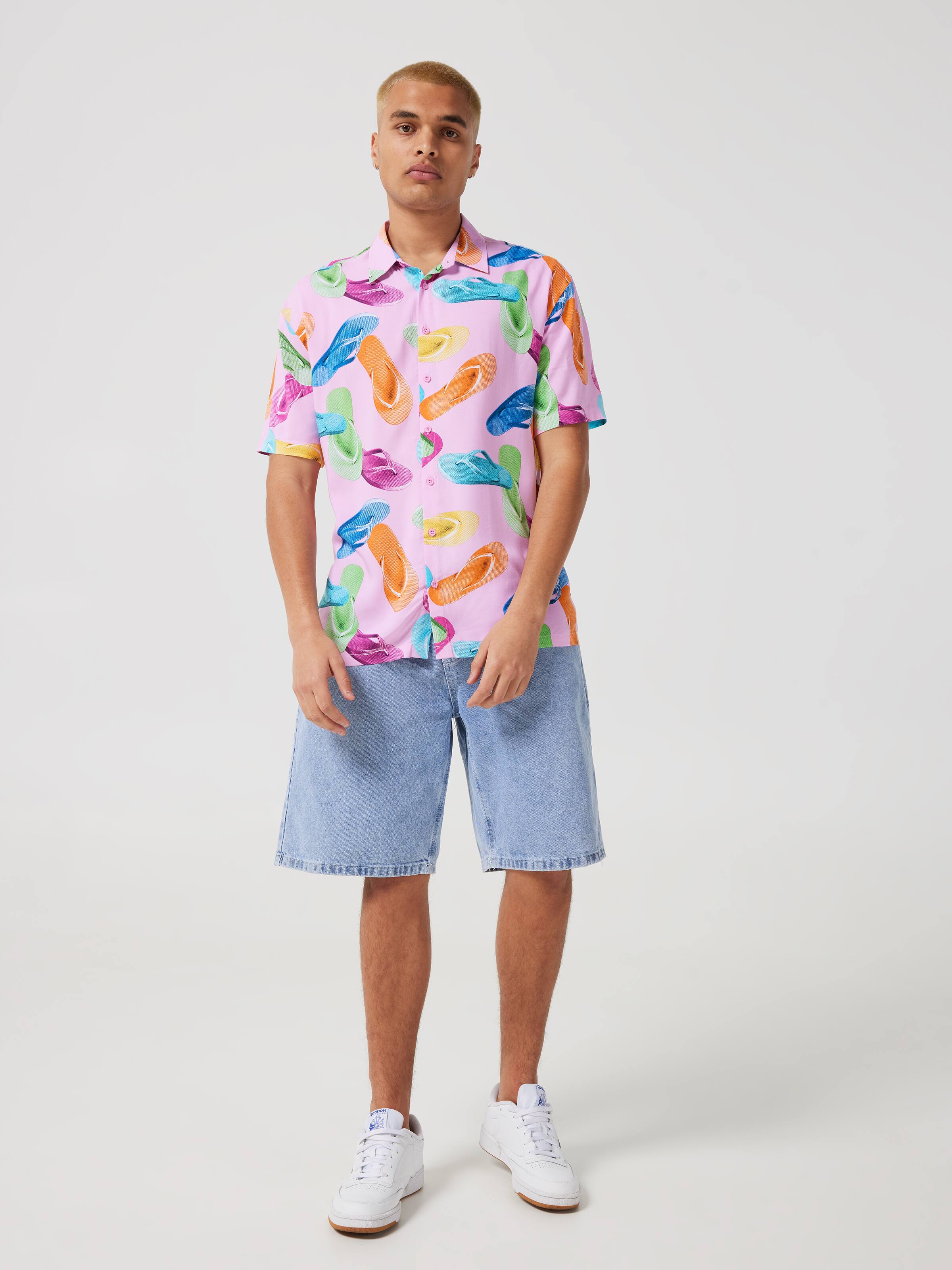 Pink Flip Flop Resort Short Sleeve Shirt