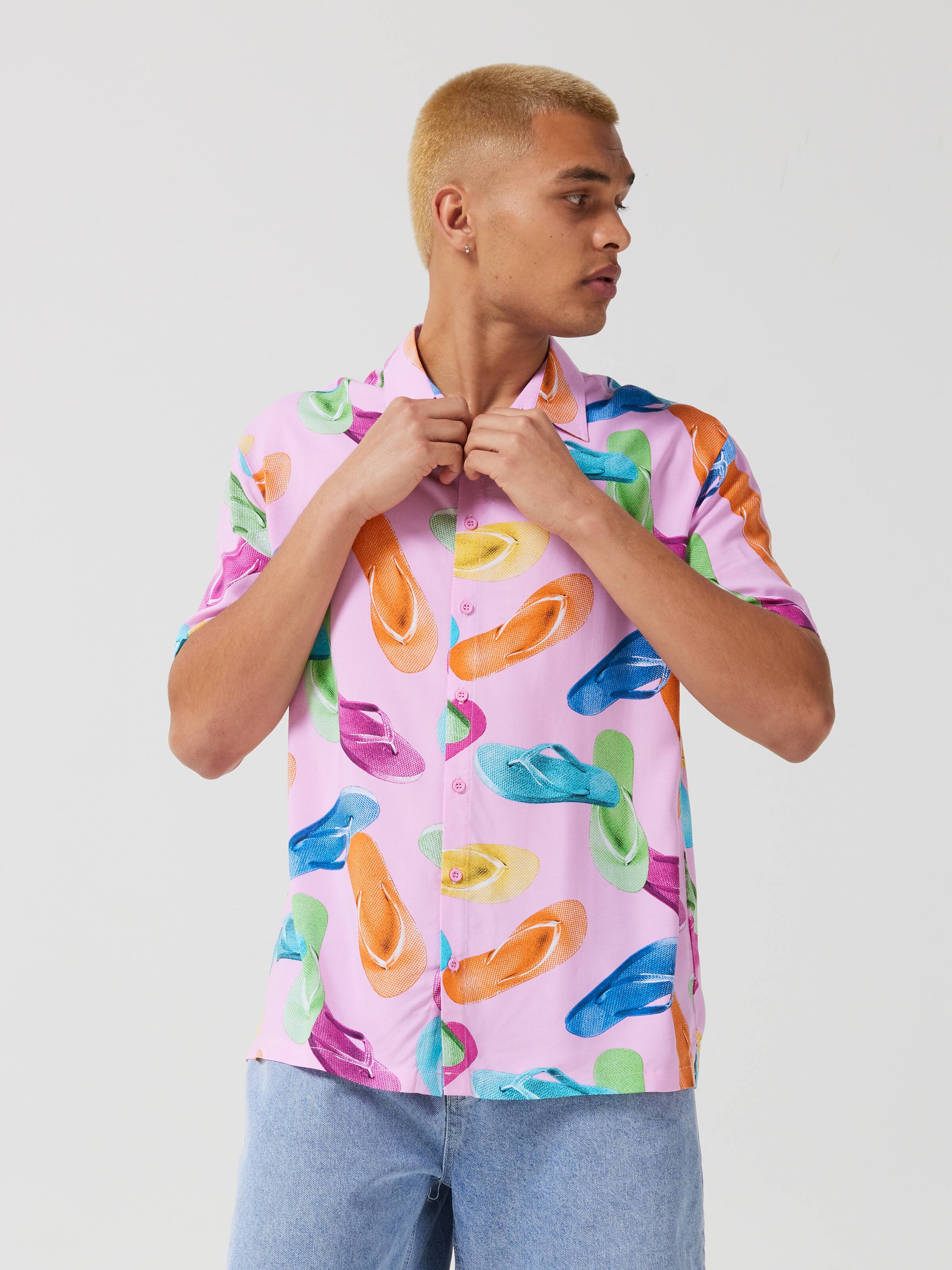 Pink Flip Flop Resort Short Sleeve Shirt