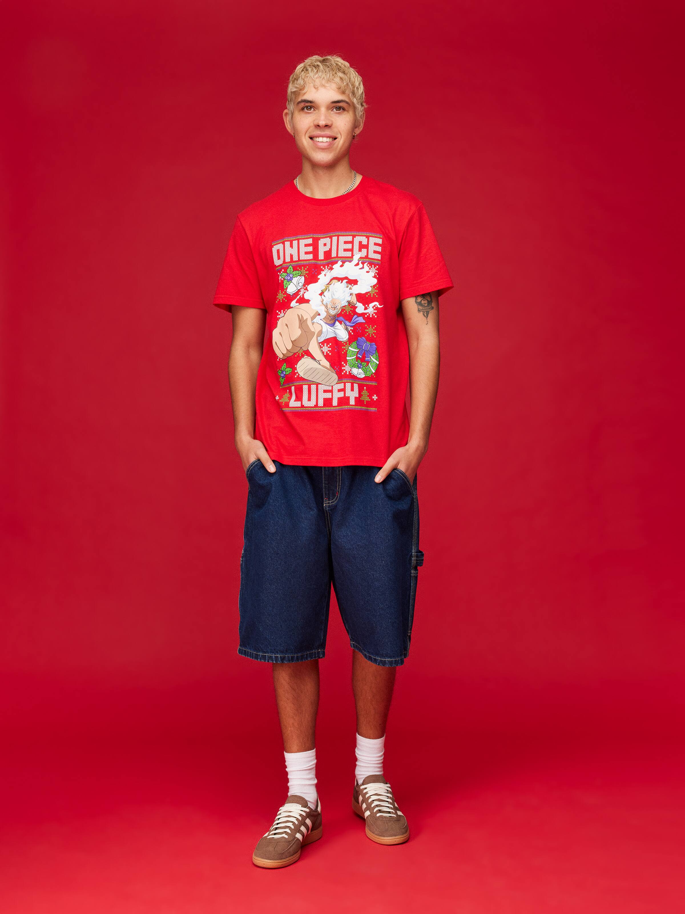 Xmas One Piece Luffy Short Sleeve Tee