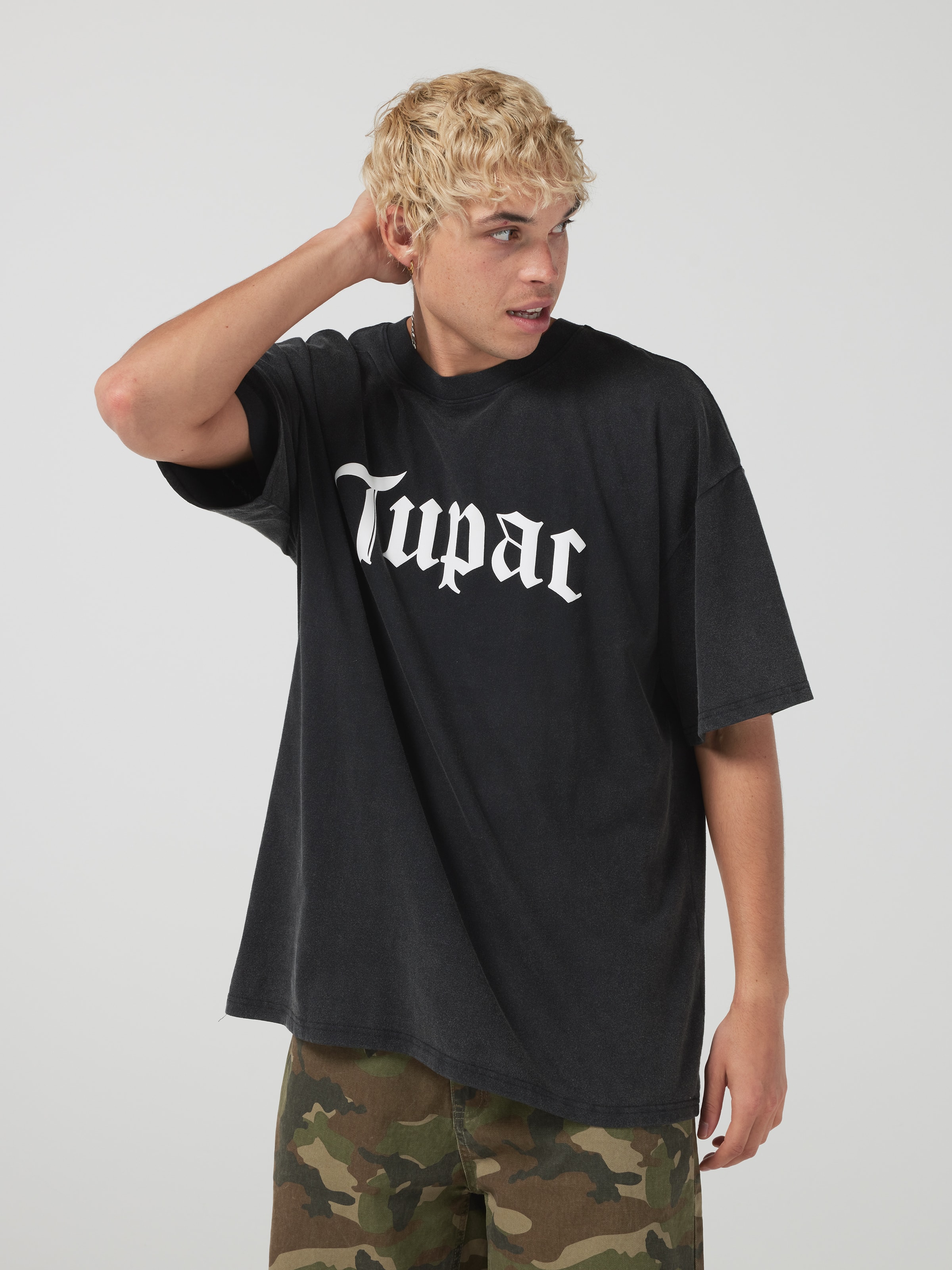 Washed Black Tupac Oversized Tee