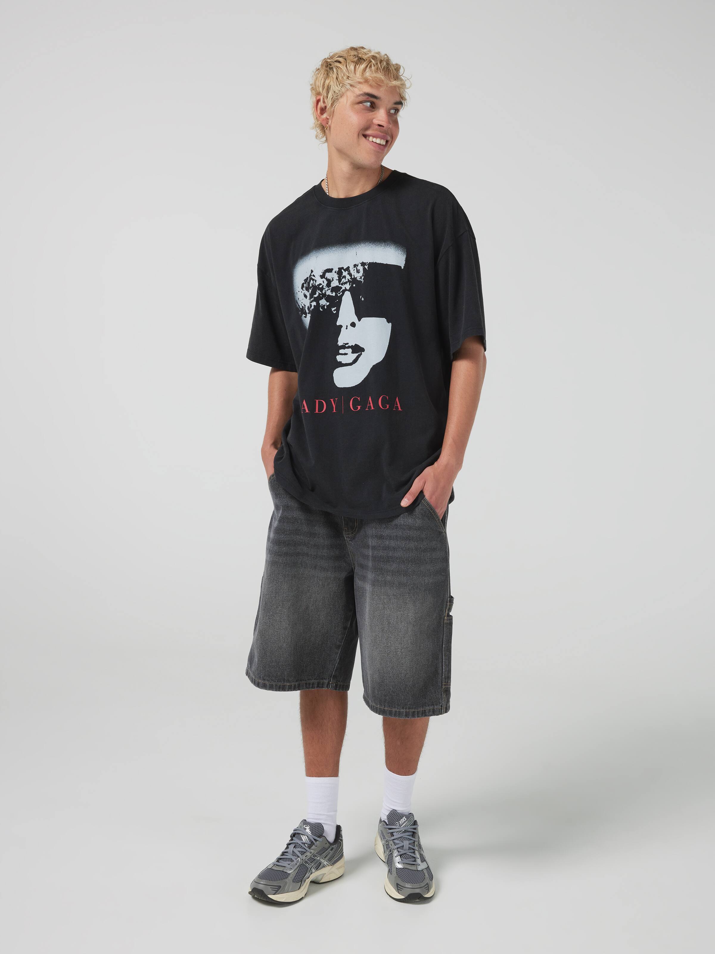 Washed Lady Gaga Oversized Tee