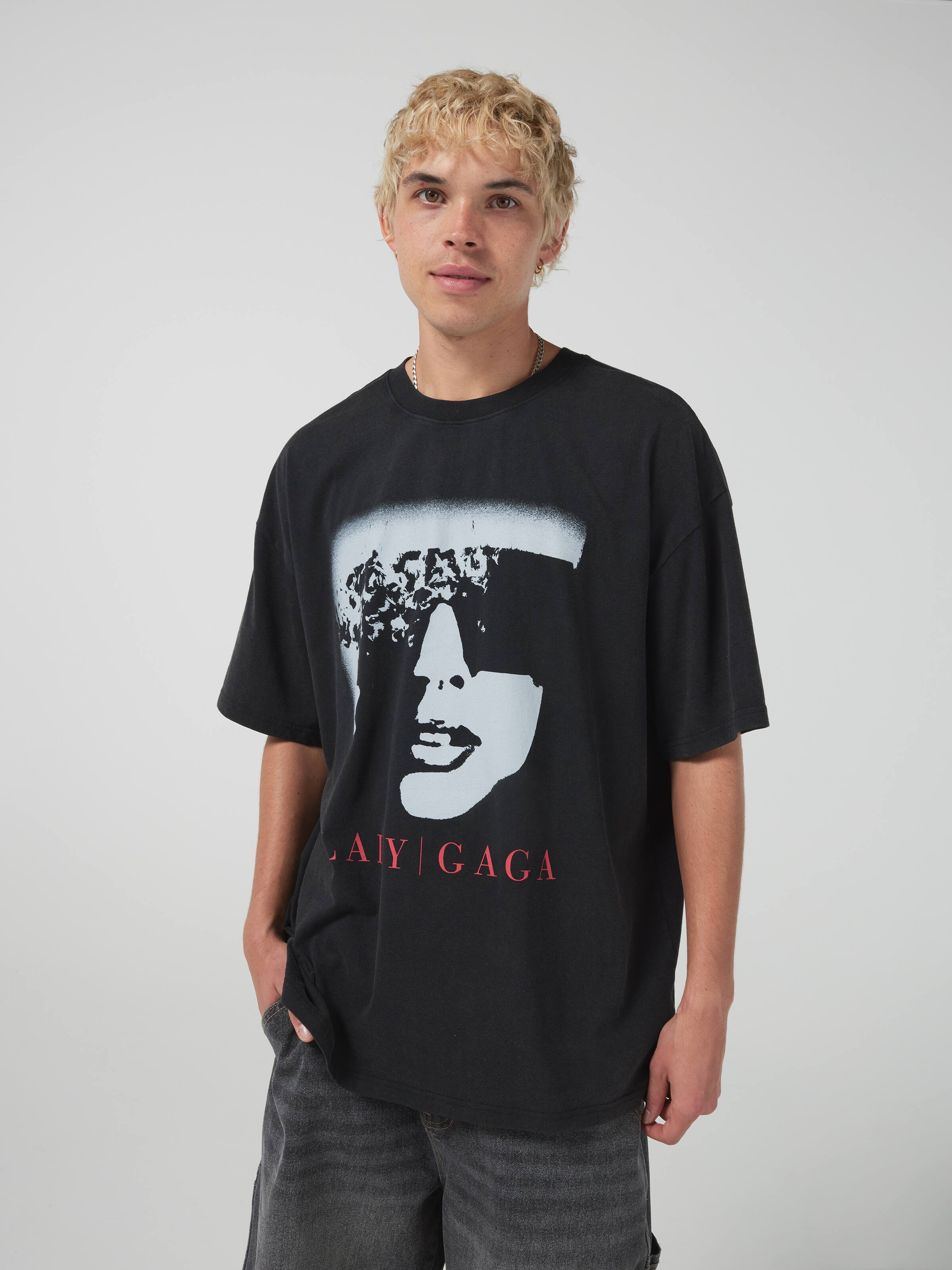 Washed Lady Gaga Oversized Tee