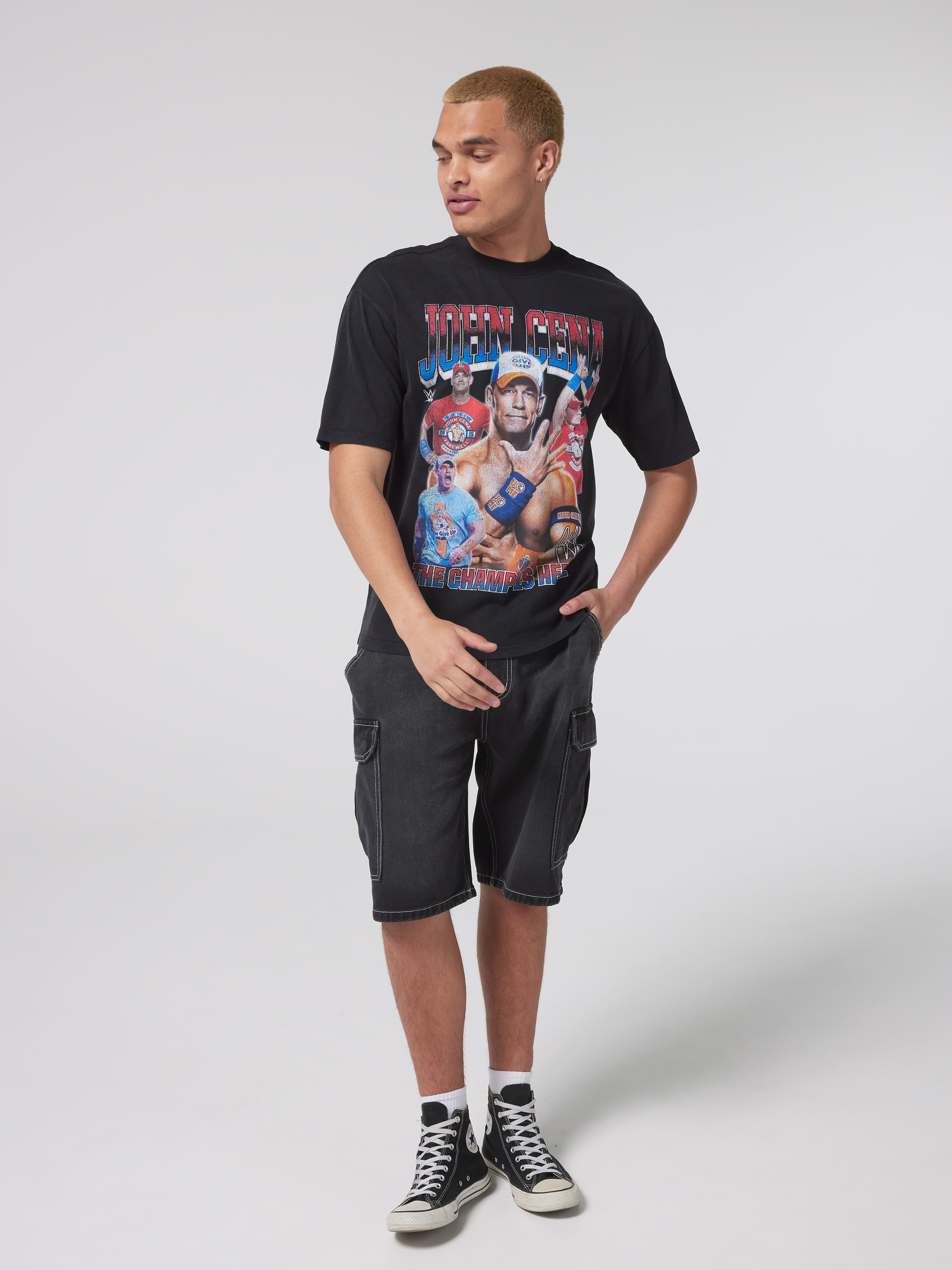 Acid Wash World Wrestling Entertainment John Cena Oversized Tee