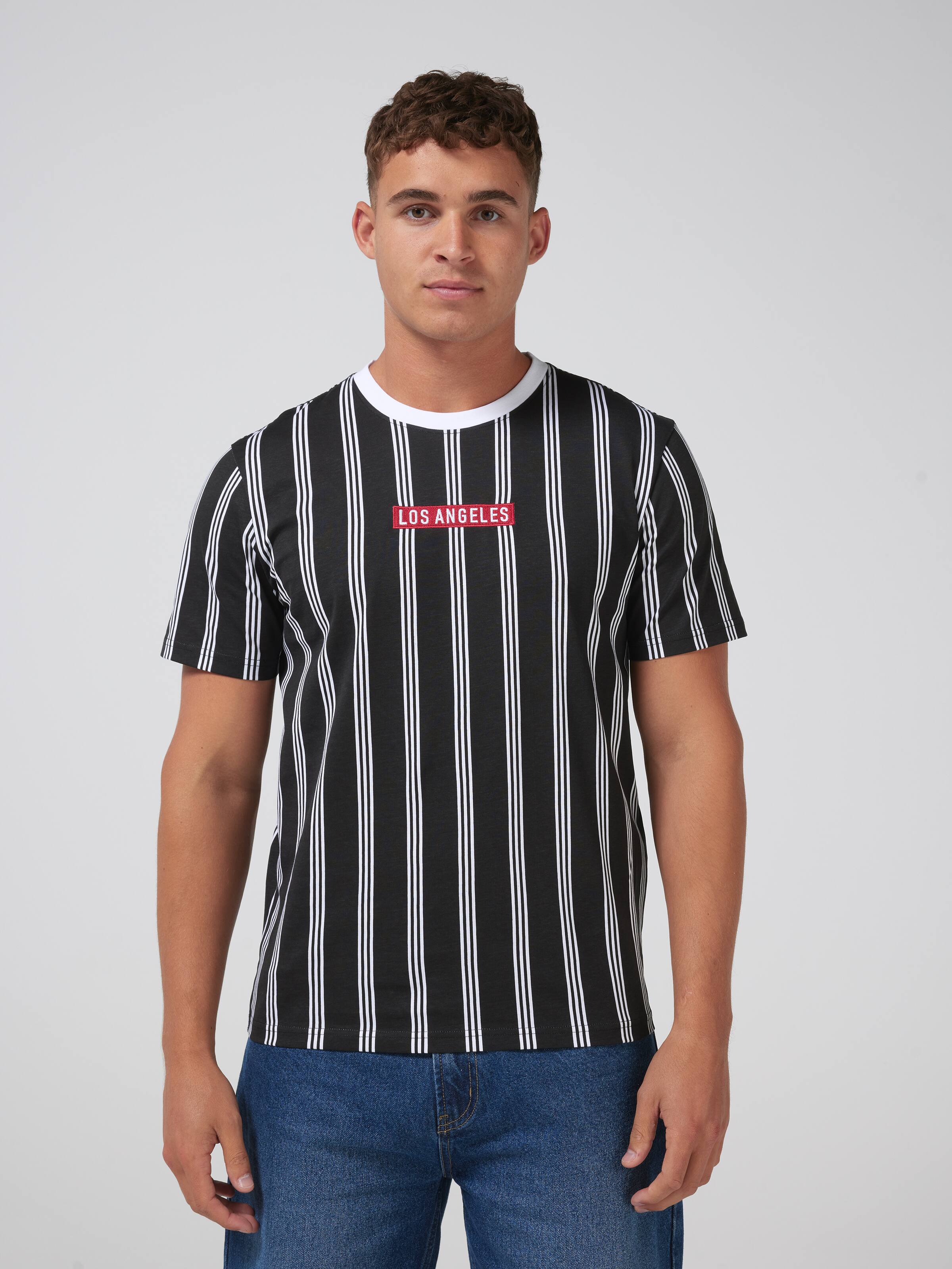 Vertical Stripe Short Sleeve Tee