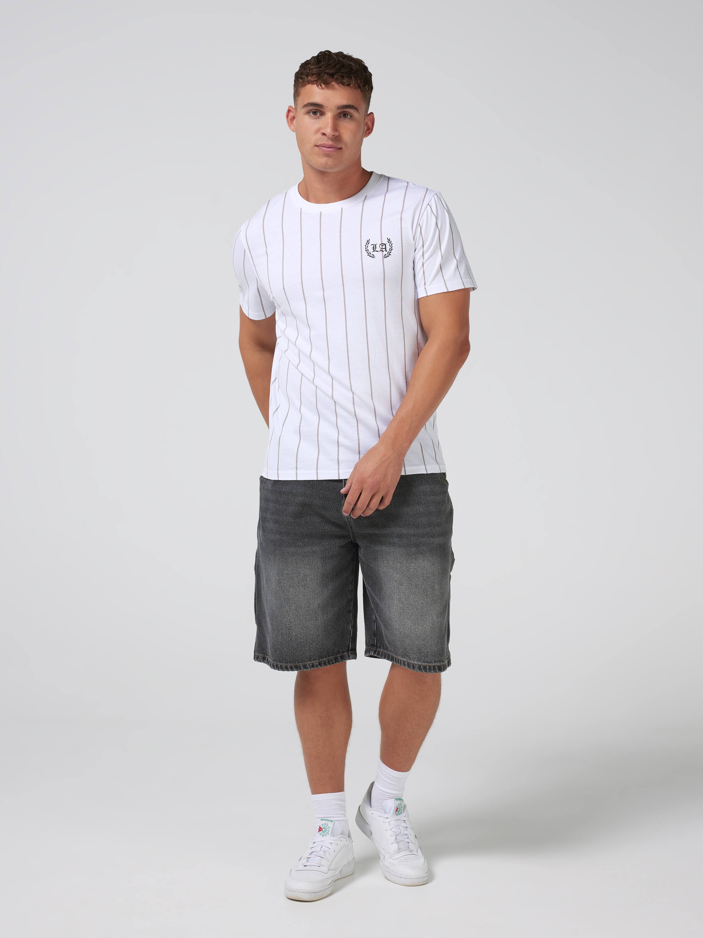 Vertical Stripe La Short Sleeve Tee