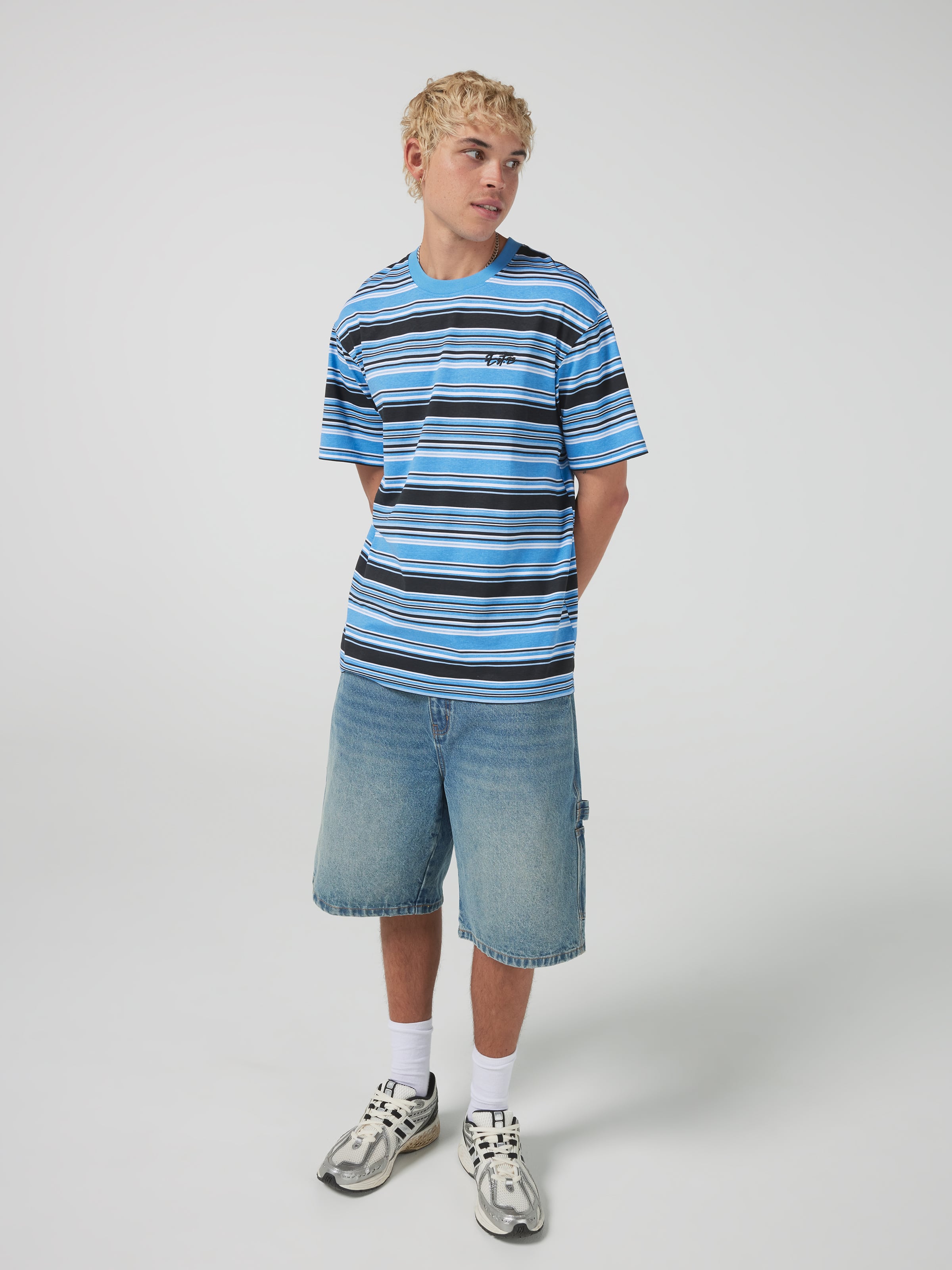 Horizontal Stripe Est 93 Relaxed Short Sleeve Tee