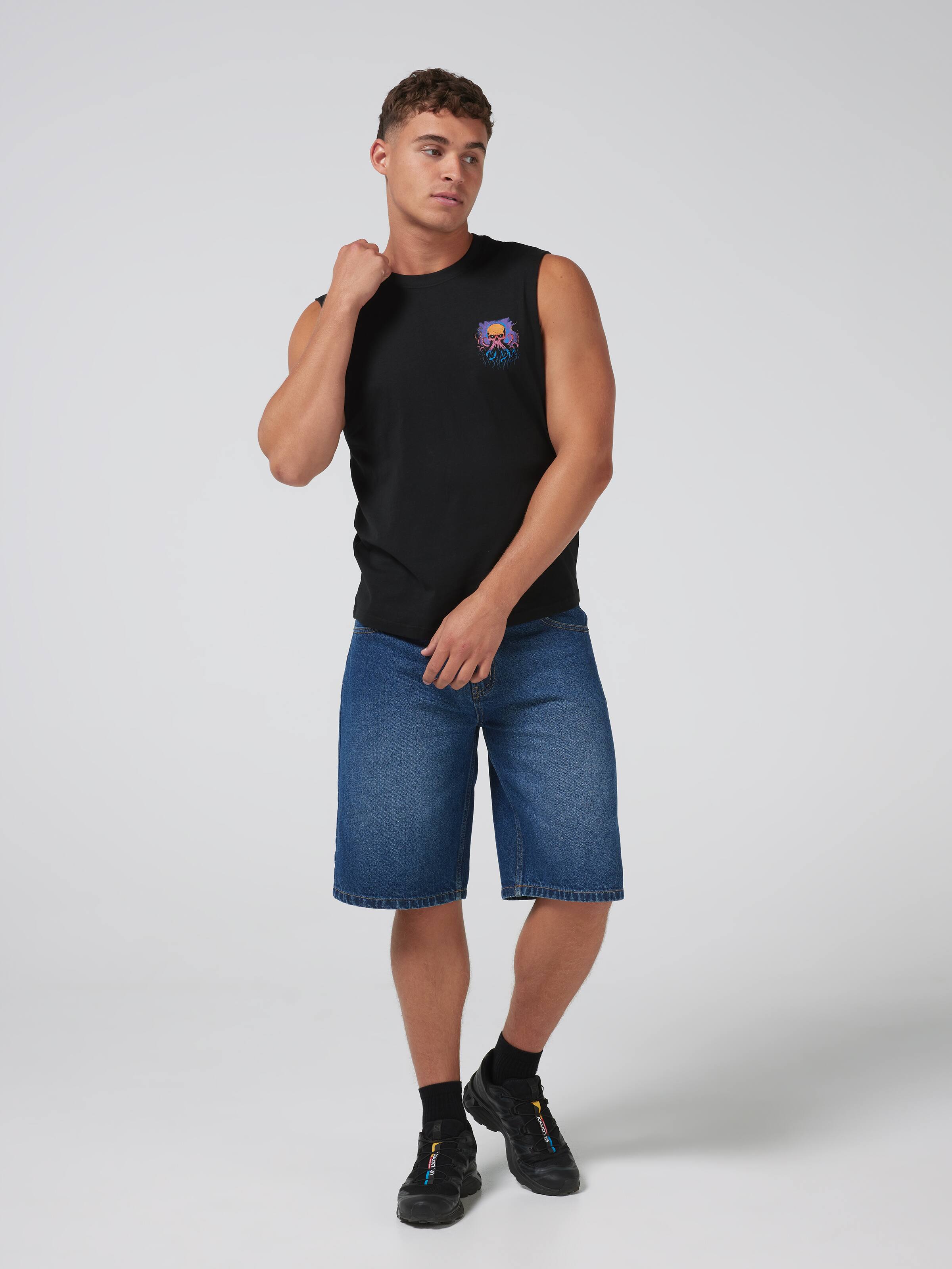 Black Trippy Kraken Muscle Tee