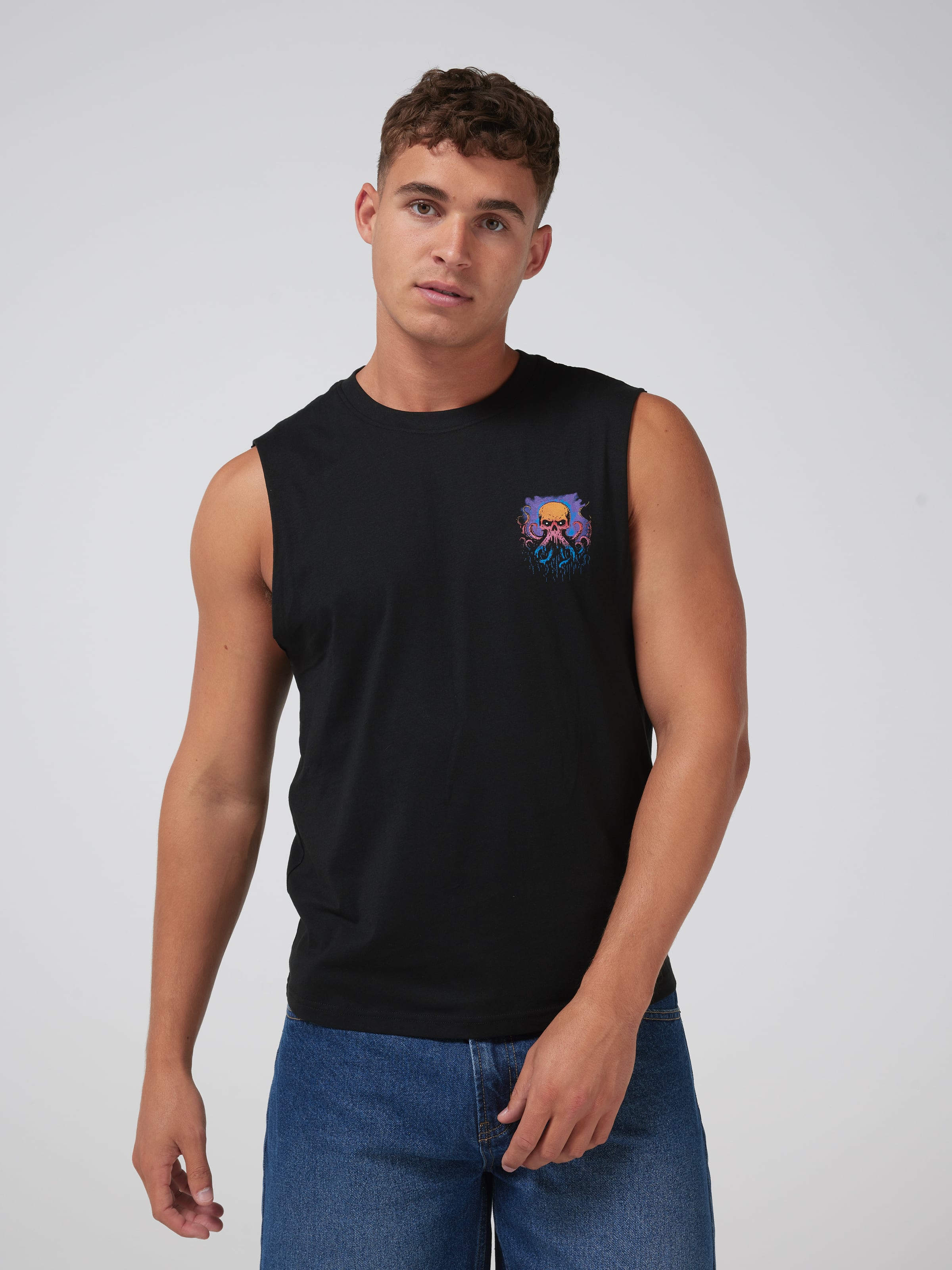 Black Trippy Kraken Muscle Tee