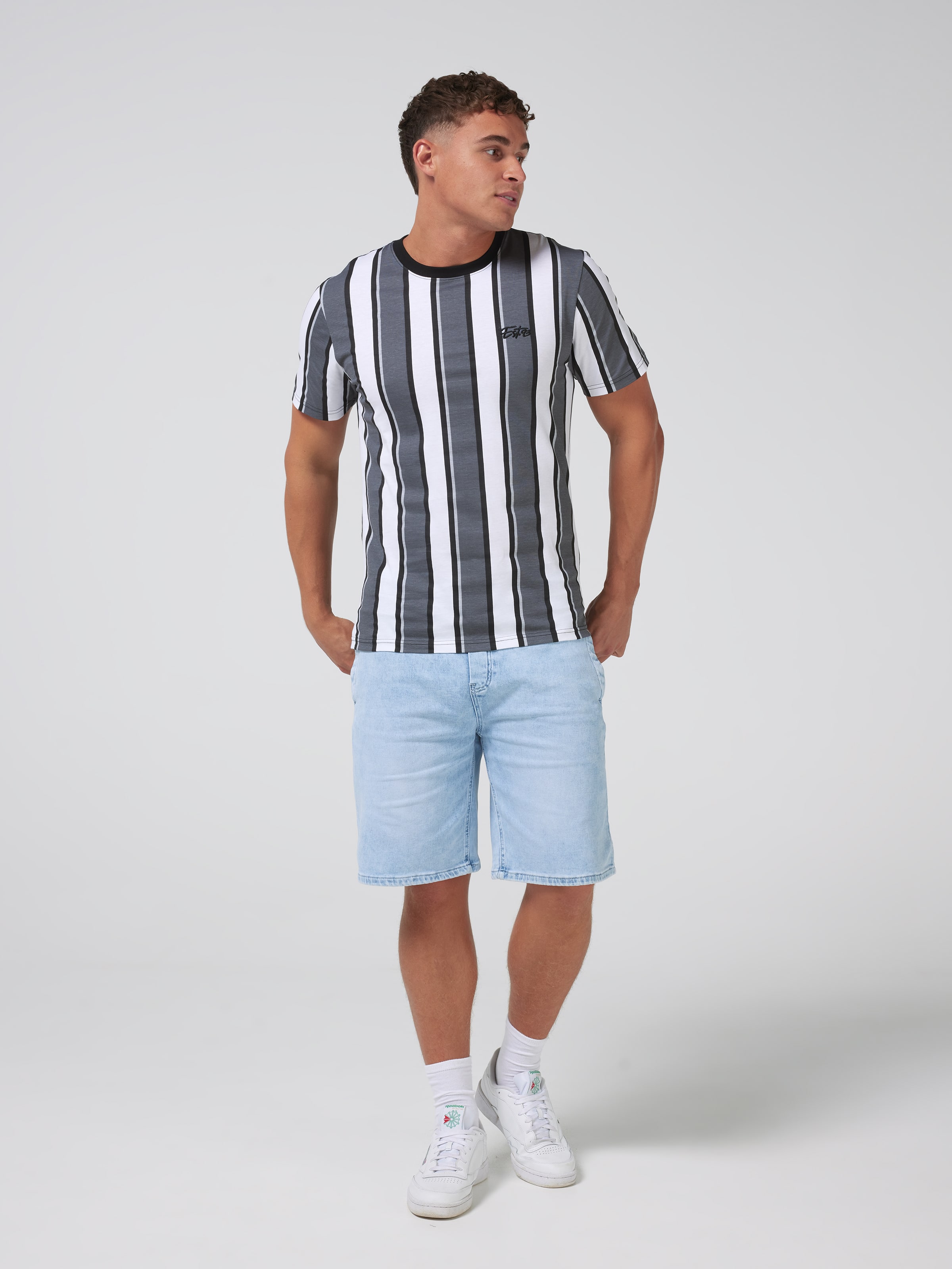 Vertical Stripe Est 93 Short Sleeve Tee
