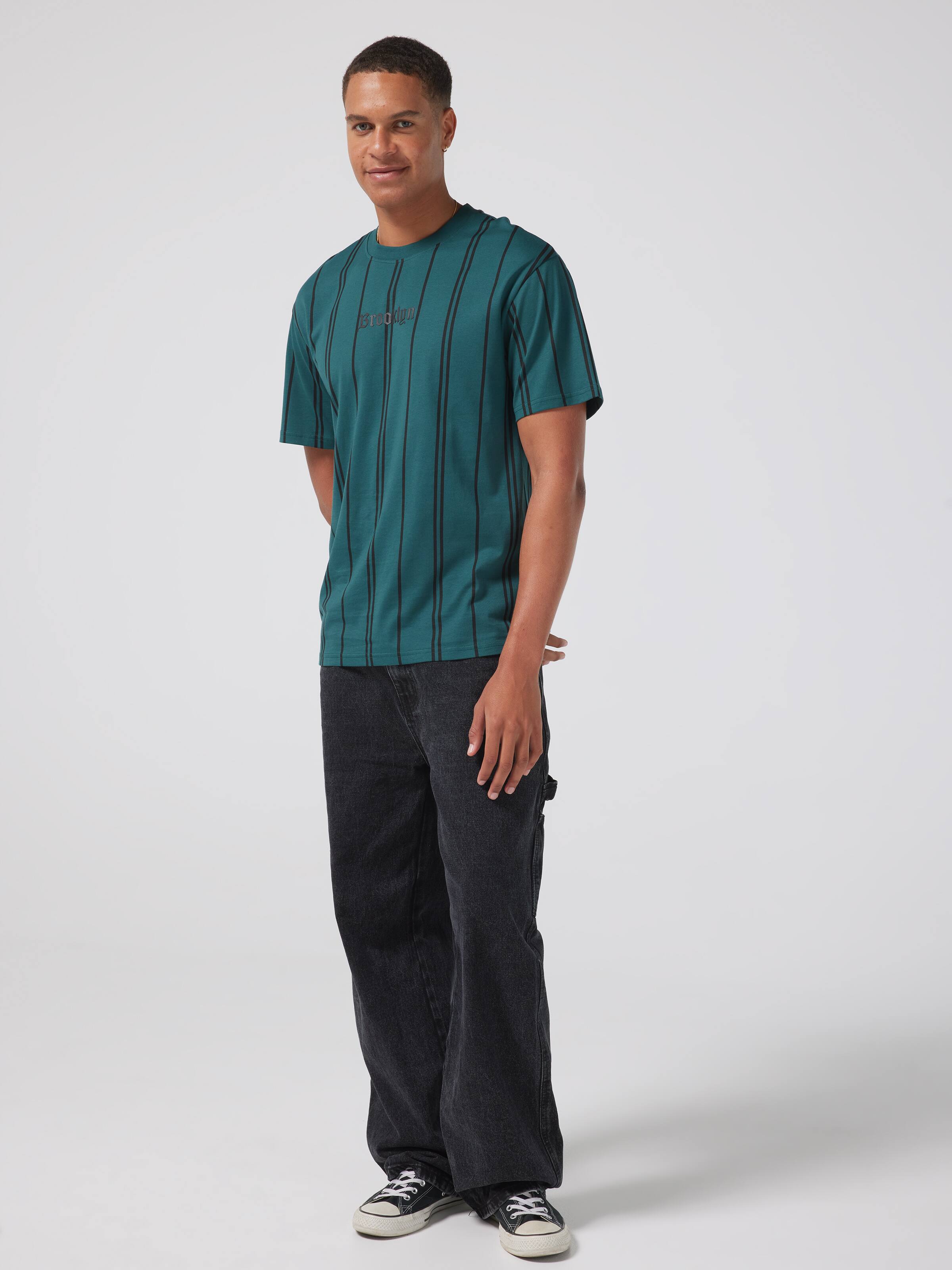 Vertical Stripe Brooklyn Relax Short Sleeve Tee