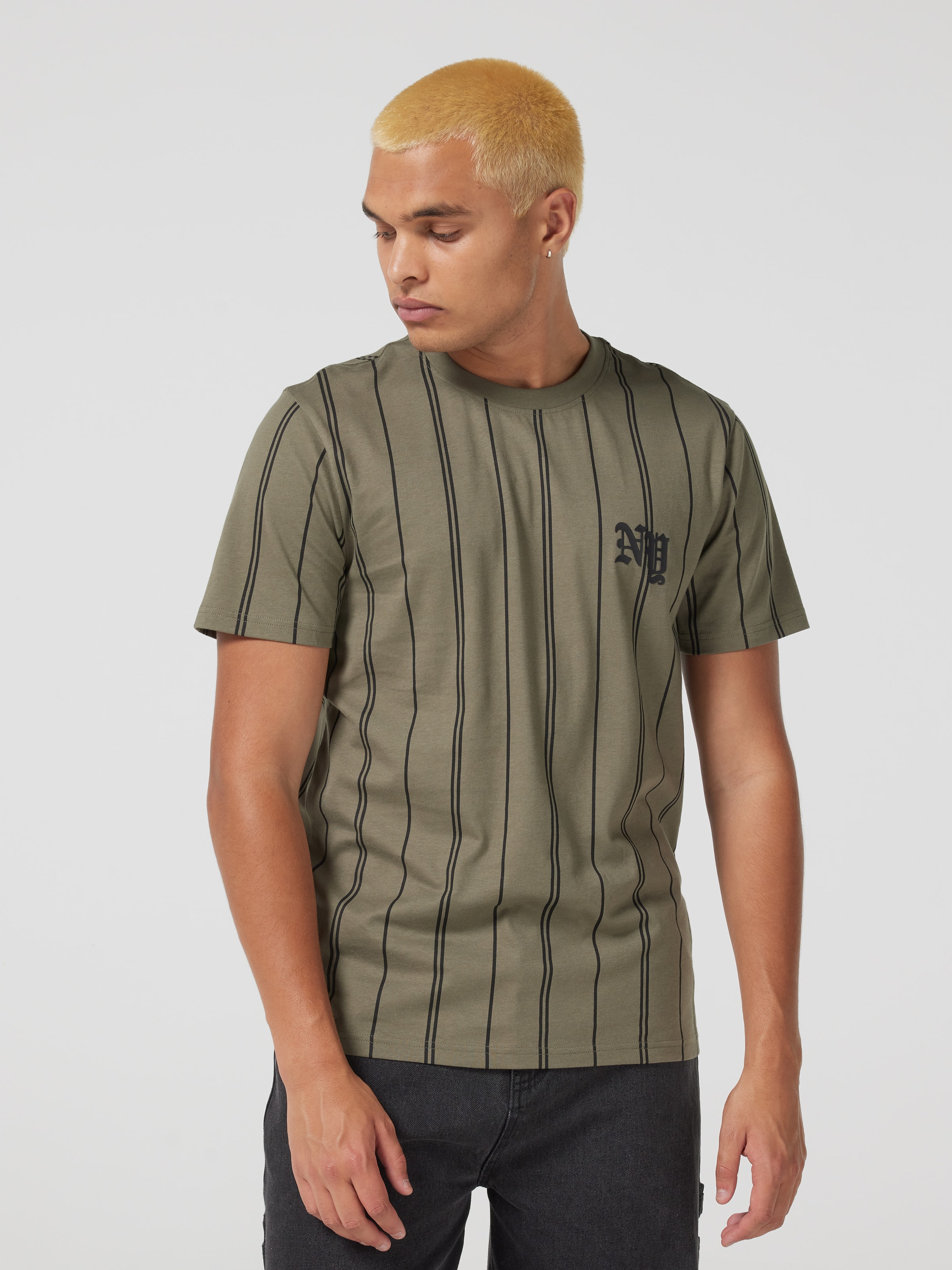 Vertical Stripe La Short Sleeve Tee